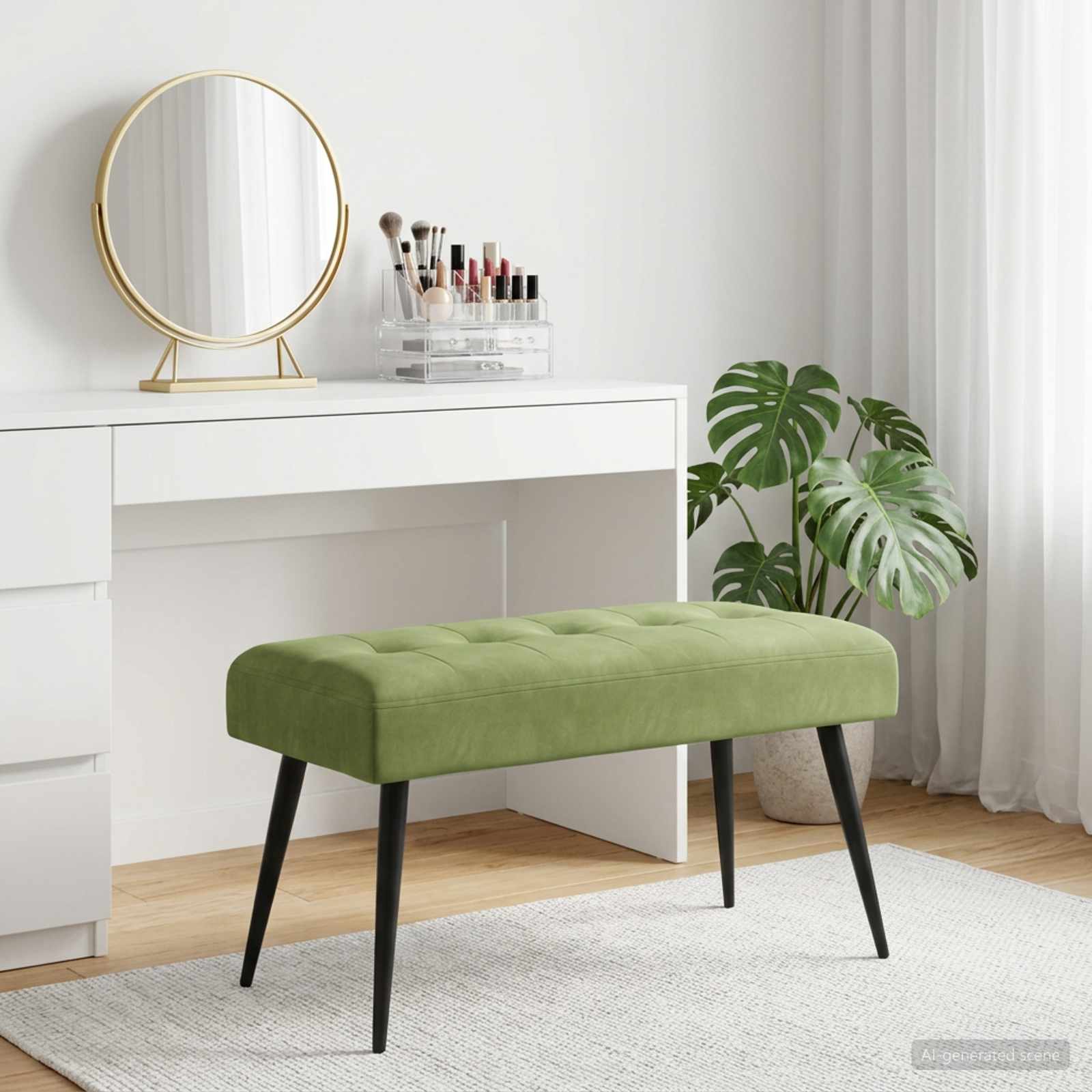 Klupa s gumbastim tkanjem Svijetlo zelena 80 x 40 x 46 cm