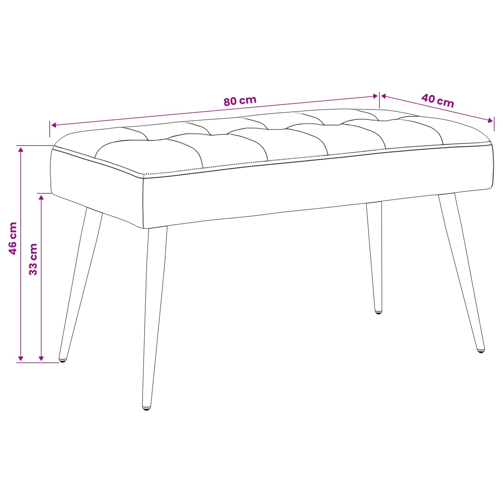 Klupa s gumbastim tkanjem Svijetlo zelena 80 x 40 x 46 cm