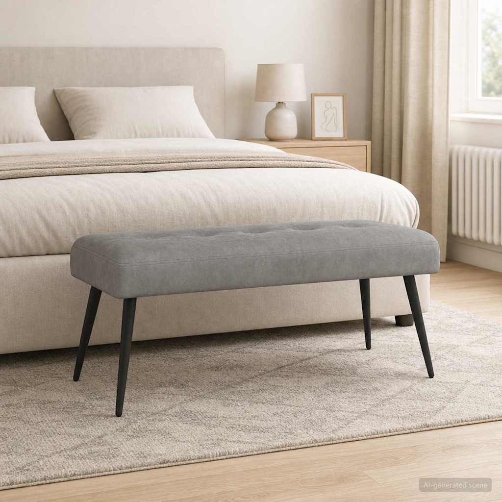 Klupa s gumbastim tkanjem Svjetlosiva 110 x 40 x 46 cm Baršun