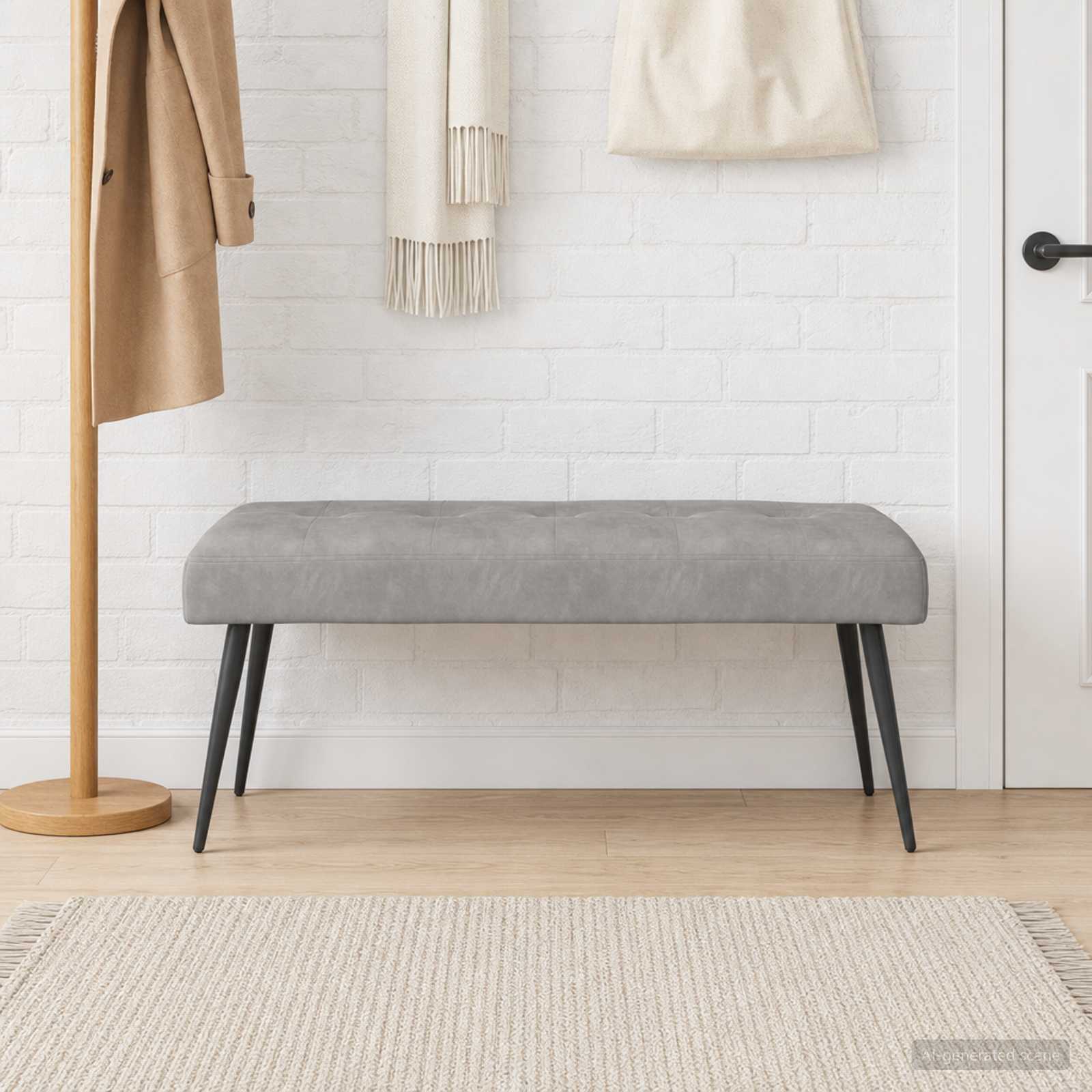Klupa s gumbastim tkanjem Svjetlosiva 110 x 40 x 46 cm Baršun