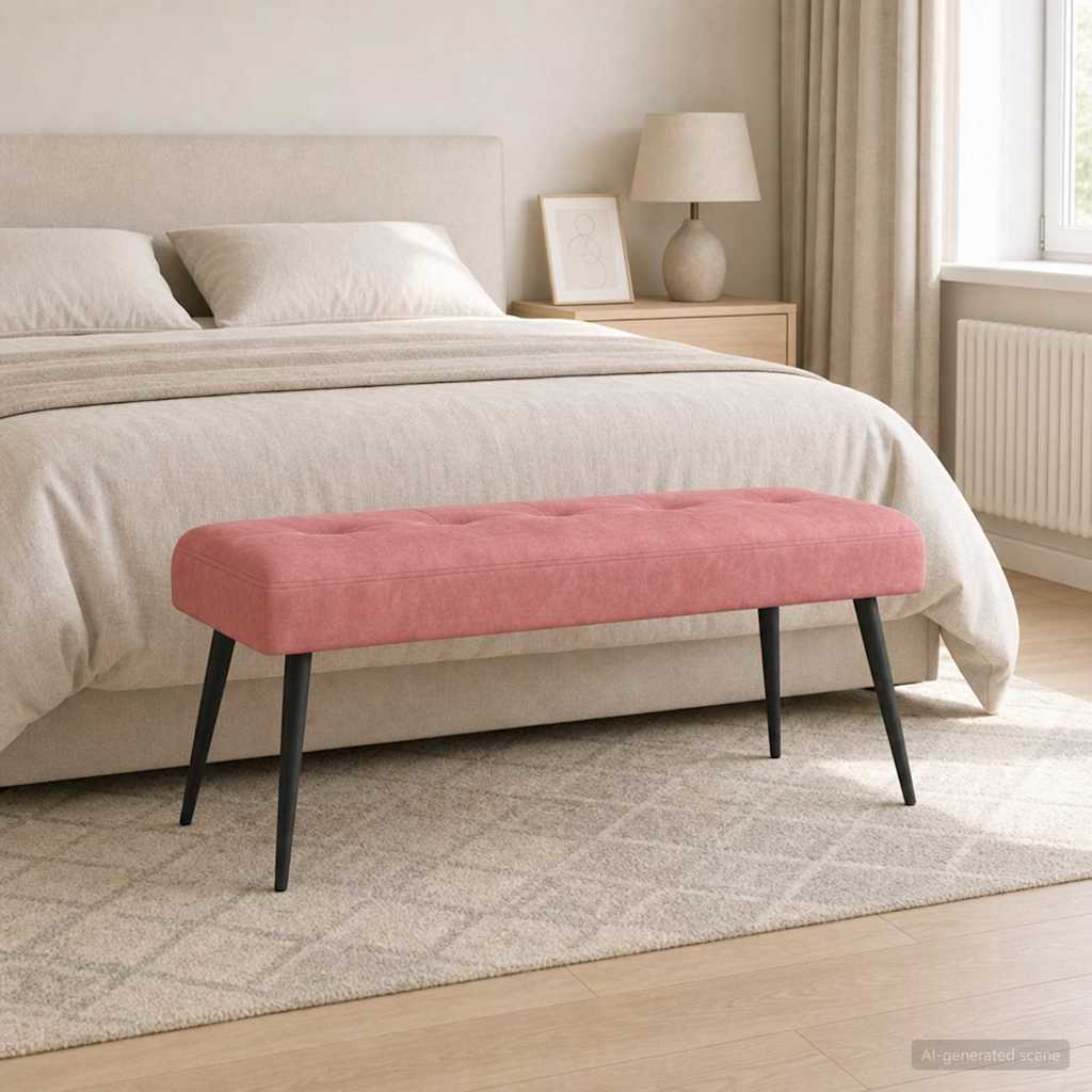 Klupa s gumbastim tkanjem Ružičasta 110 x 40 x 46 cm Baršun