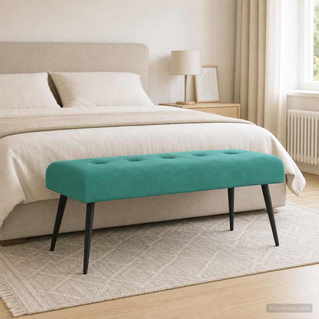 Klupa s gumbastim tkanjem Tirkizna 110 x 40 x 46 cm Baršun