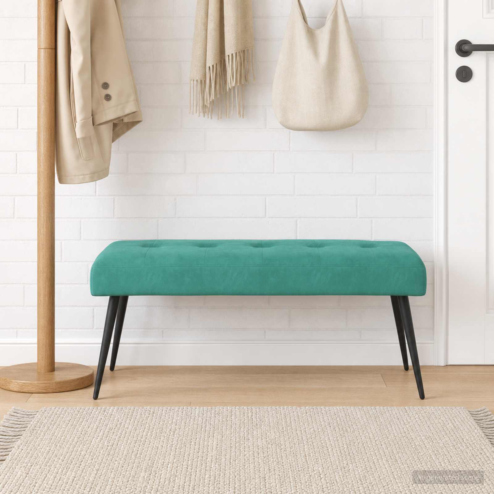 Klupa s gumbastim tkanjem Tirkizna 110 x 40 x 46 cm Baršun