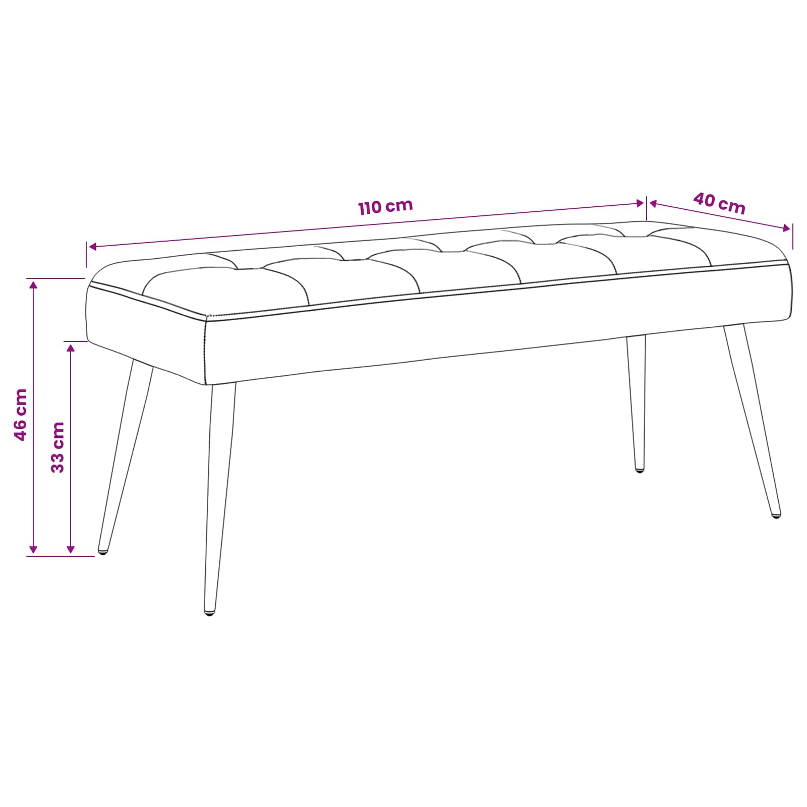 Klupa s gumbastim tkanjem Morska zelena 110 x 40 x 46 cm Baršun