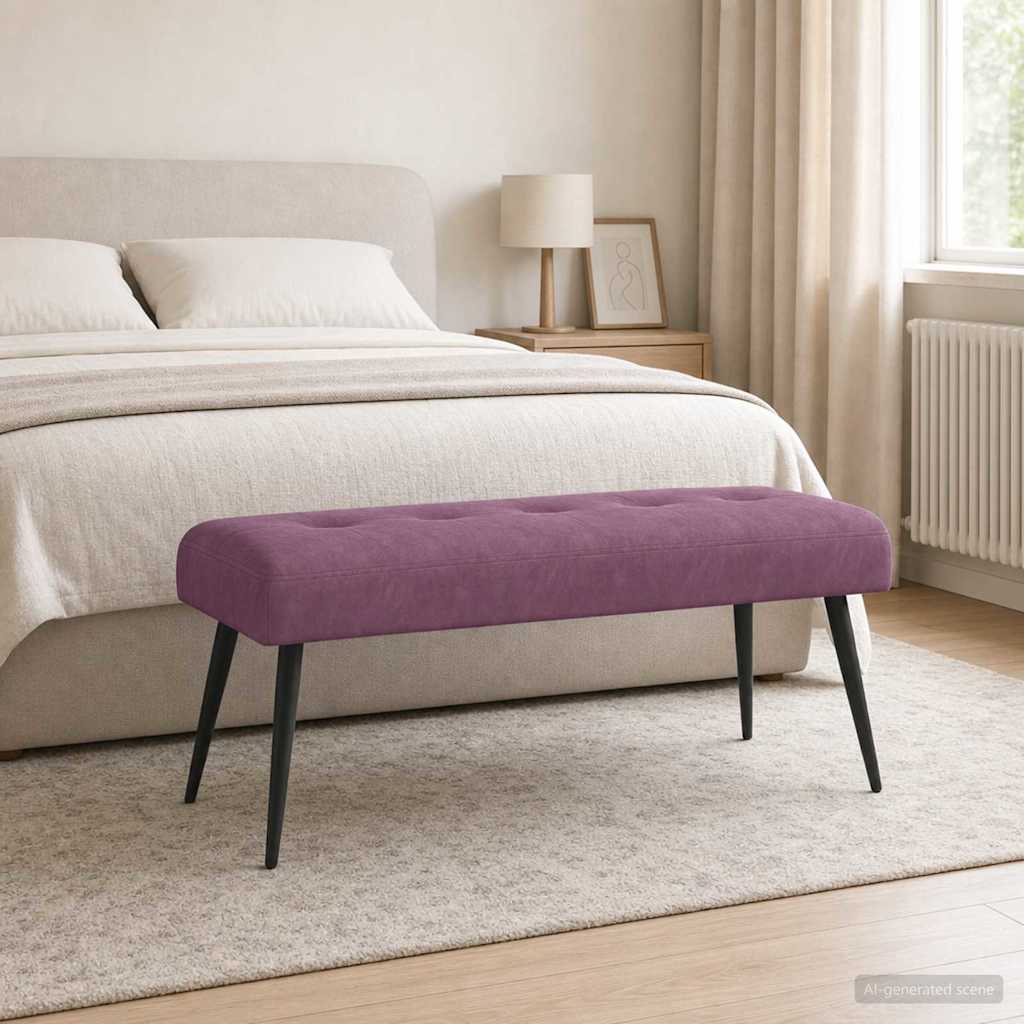 Klupa s gumbastim tkanjem Ljubičasta 110 x 40 x 46 cm Baršun