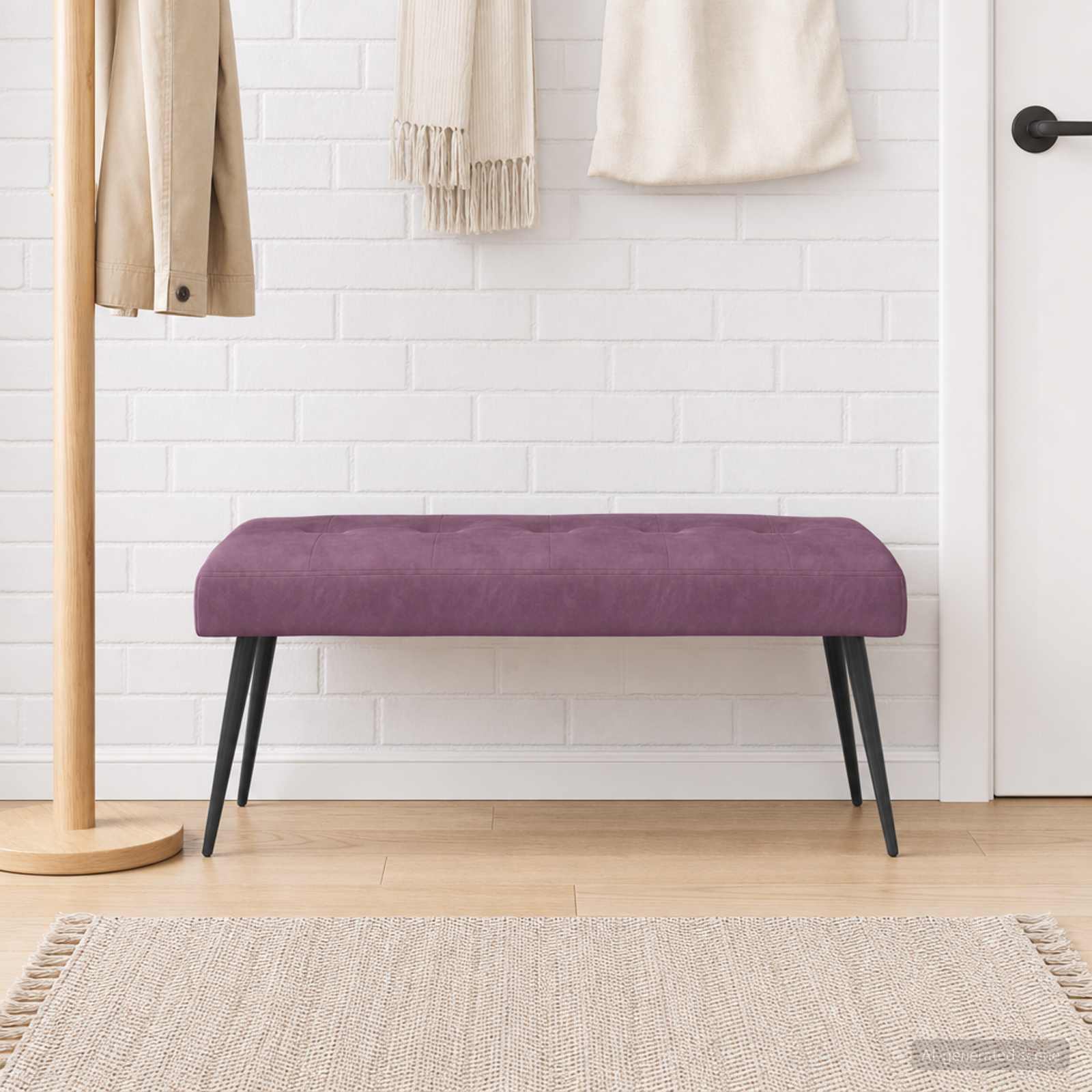Klupa s gumbastim tkanjem Ljubičasta 110 x 40 x 46 cm Baršun
