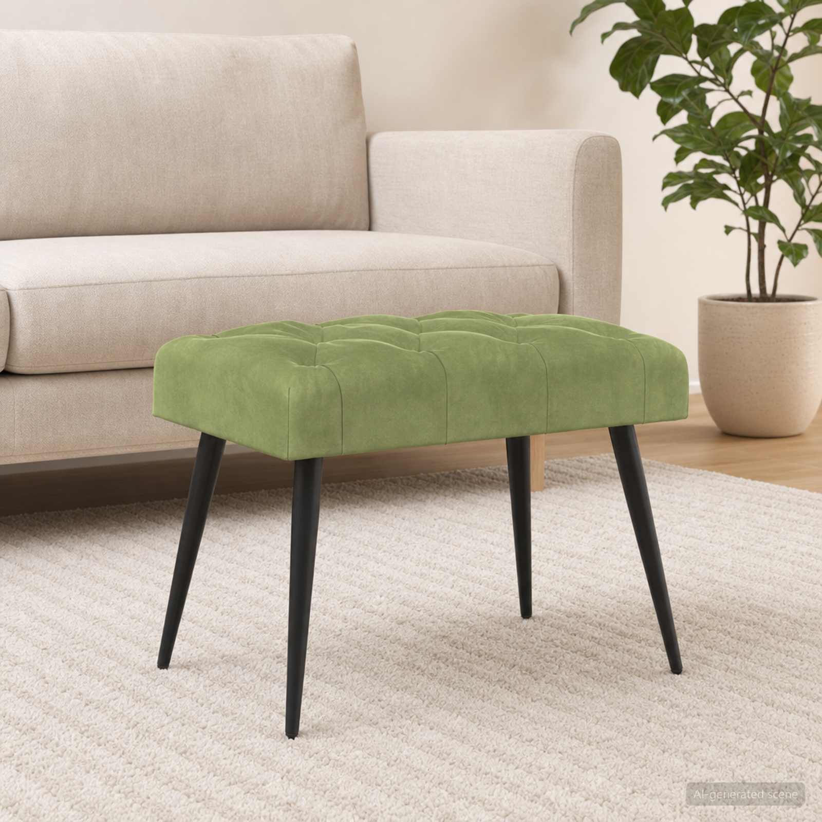 Klupa s gumbastim tkanjem Svijetlo zelena 60 x 40 x 45 cm