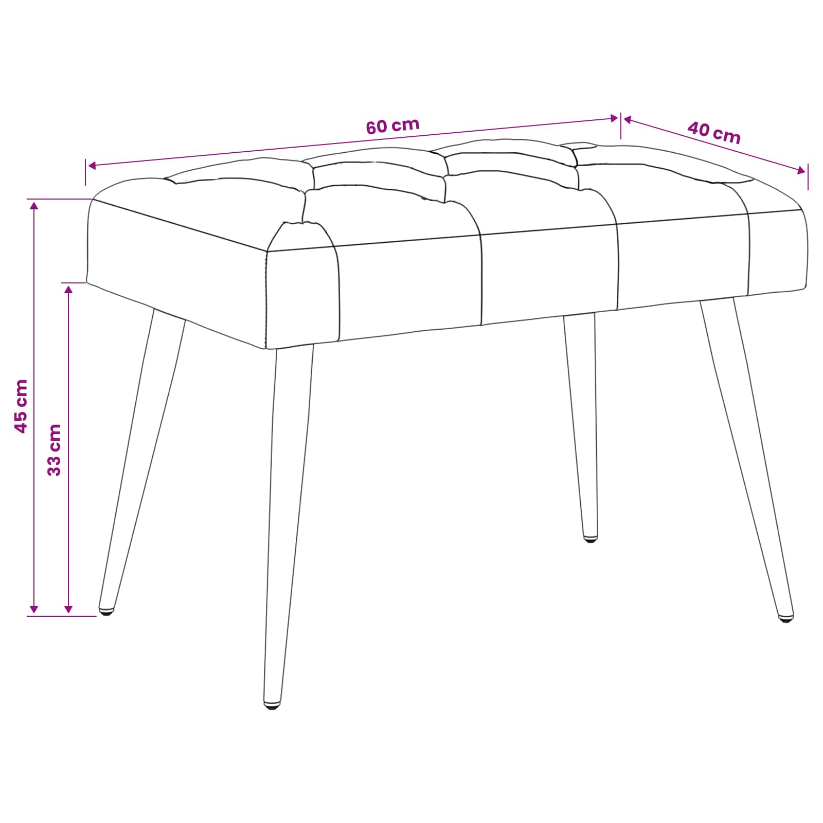 Klupa s gumbastim tkanjem Svijetlo zelena 60 x 40 x 45 cm
