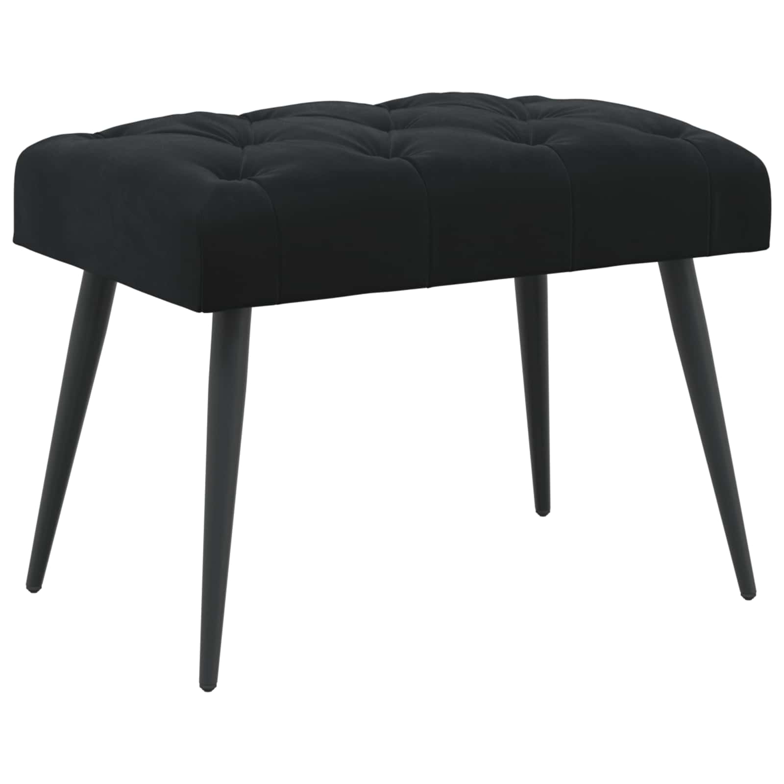 Klupa s gumbastim tkanjem Crna 60 x 40 x 45 cm Baršun