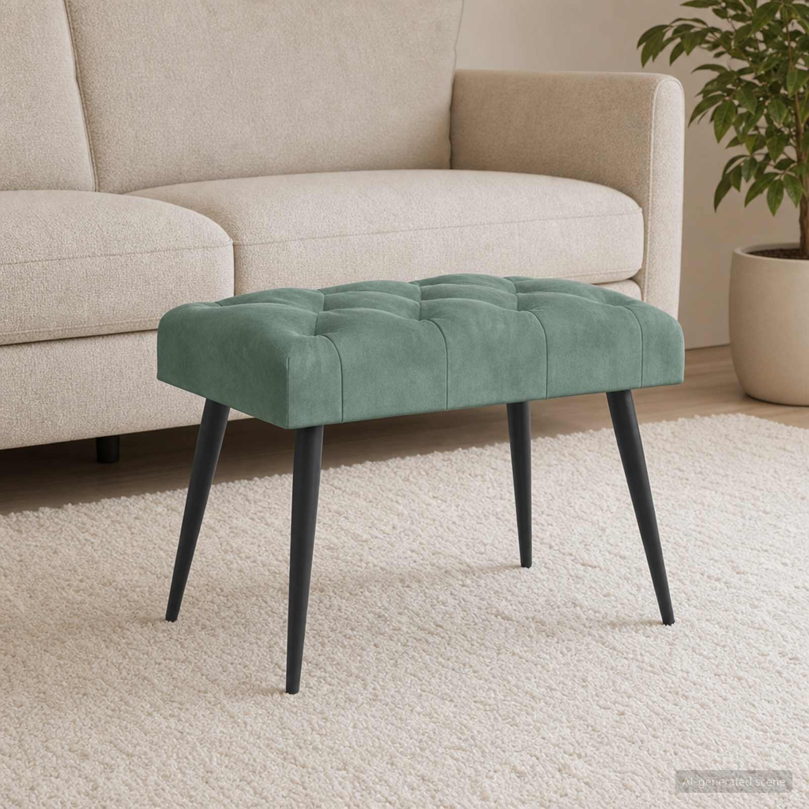 Klupa s gumbastim tkanjem Morska zelena 60 x 40 x 45 cm Baršun