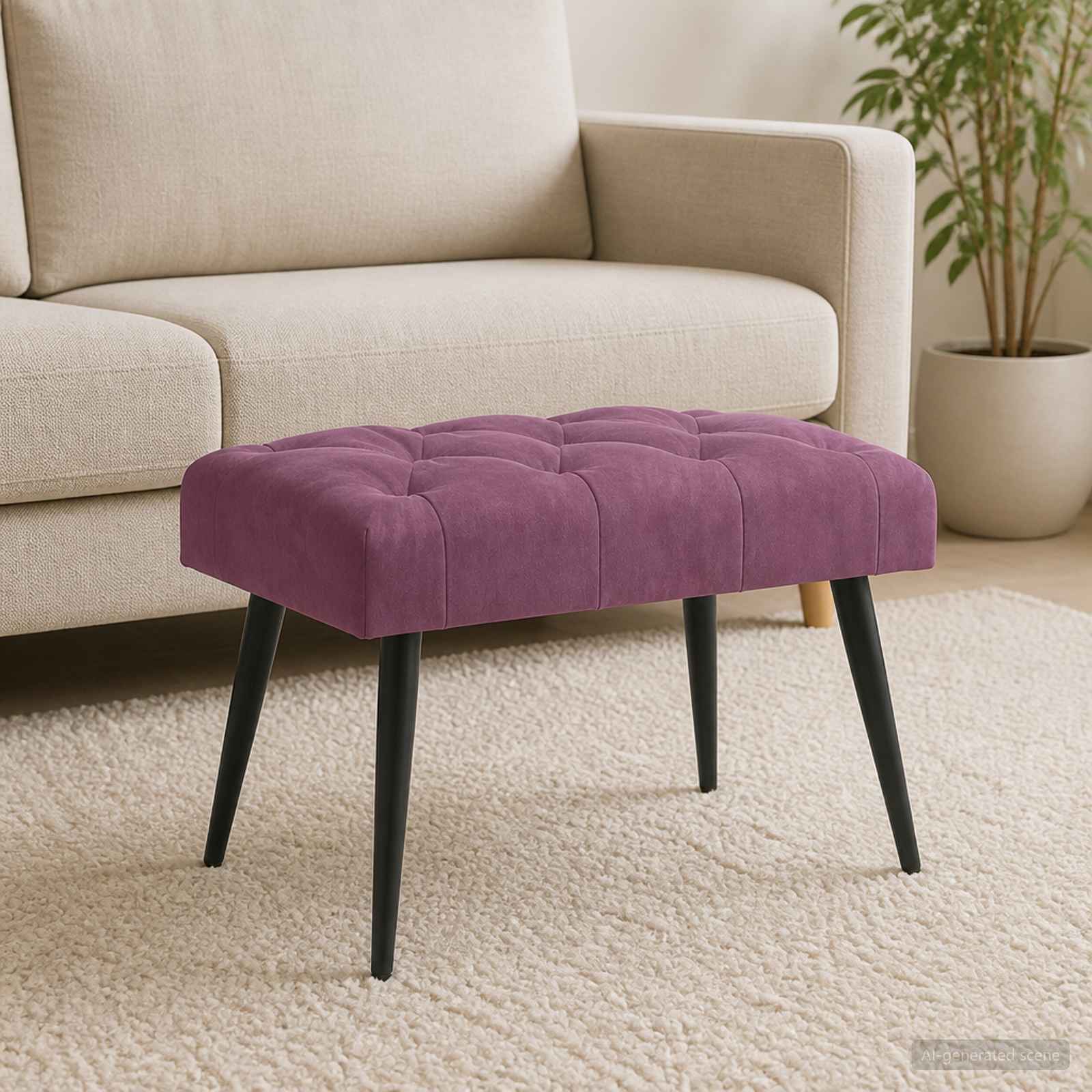 Klupa s gumbastim tkanjem Ljubičasta 60 x 40 x 45 cm Baršun