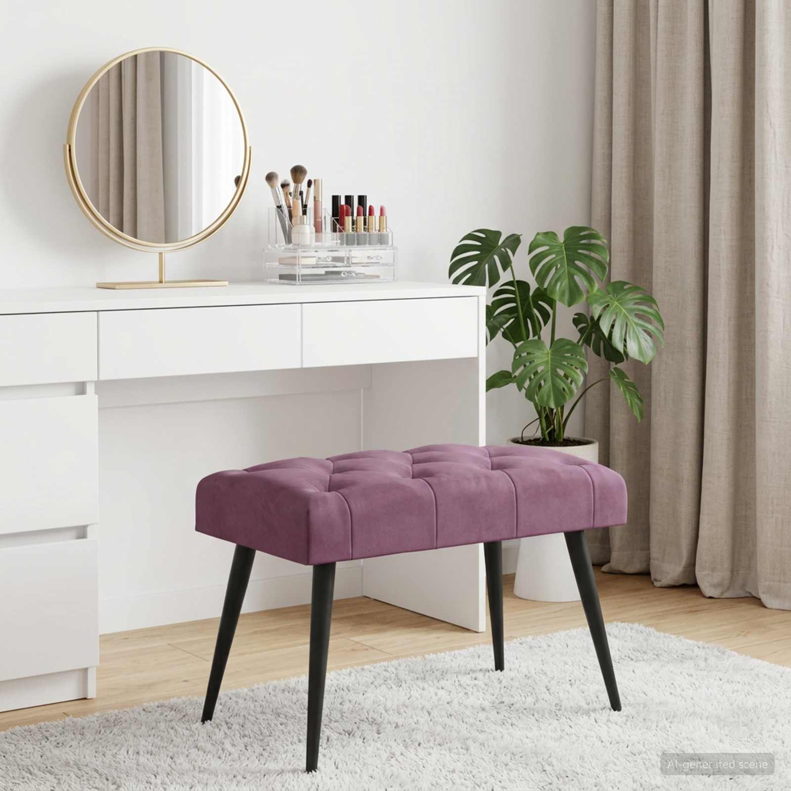 Klupa s gumbastim tkanjem Ljubičasta 60 x 40 x 45 cm Baršun