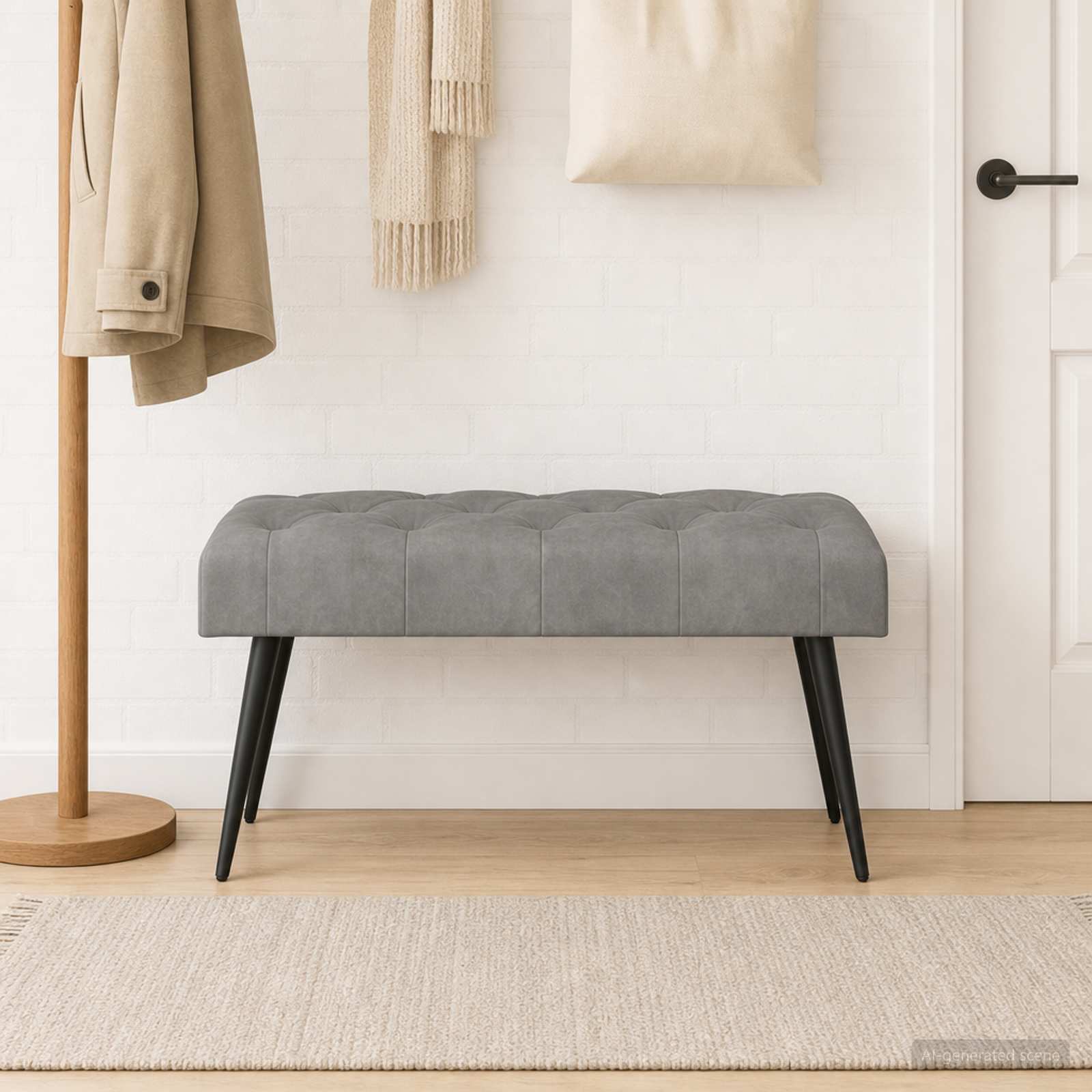 Klupa s gumbastim tkanjem Svjetlosiva 80 x 40 x 46 cm Baršun