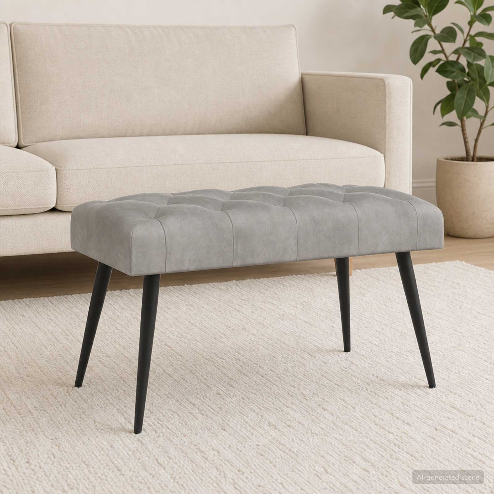 Klupa s gumbastim tkanjem Svjetlosiva 80 x 40 x 46 cm Baršun