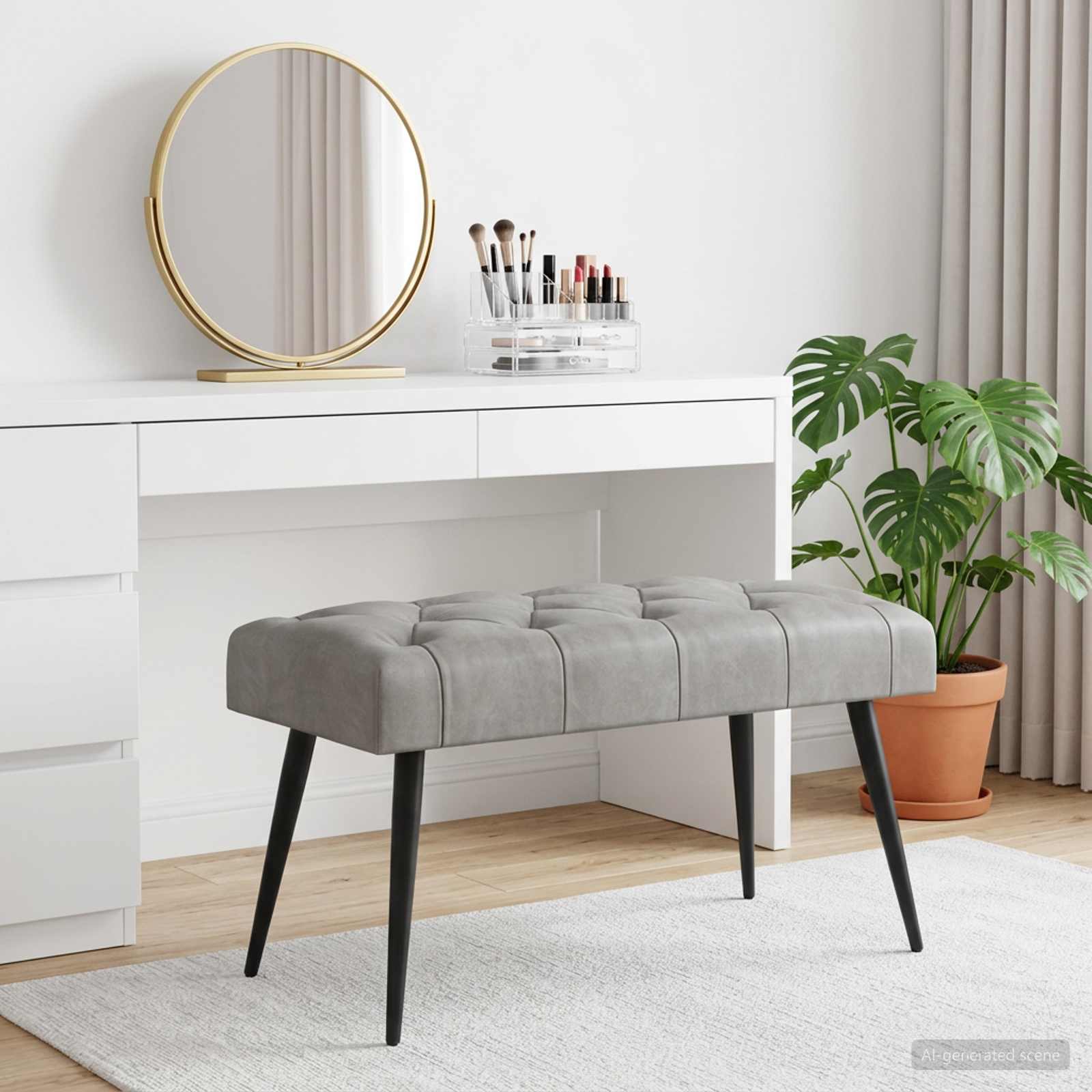 Klupa s gumbastim tkanjem Svjetlosiva 80 x 40 x 46 cm Baršun
