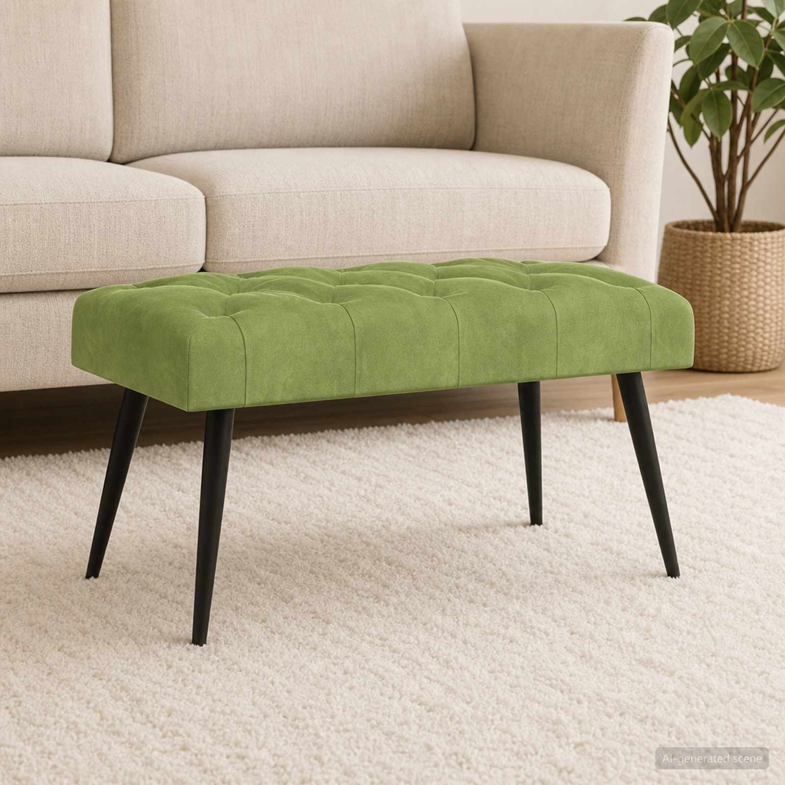 Klupa s gumbastim tkanjem Svijetlo zelena 80 x 40 x 46 cm