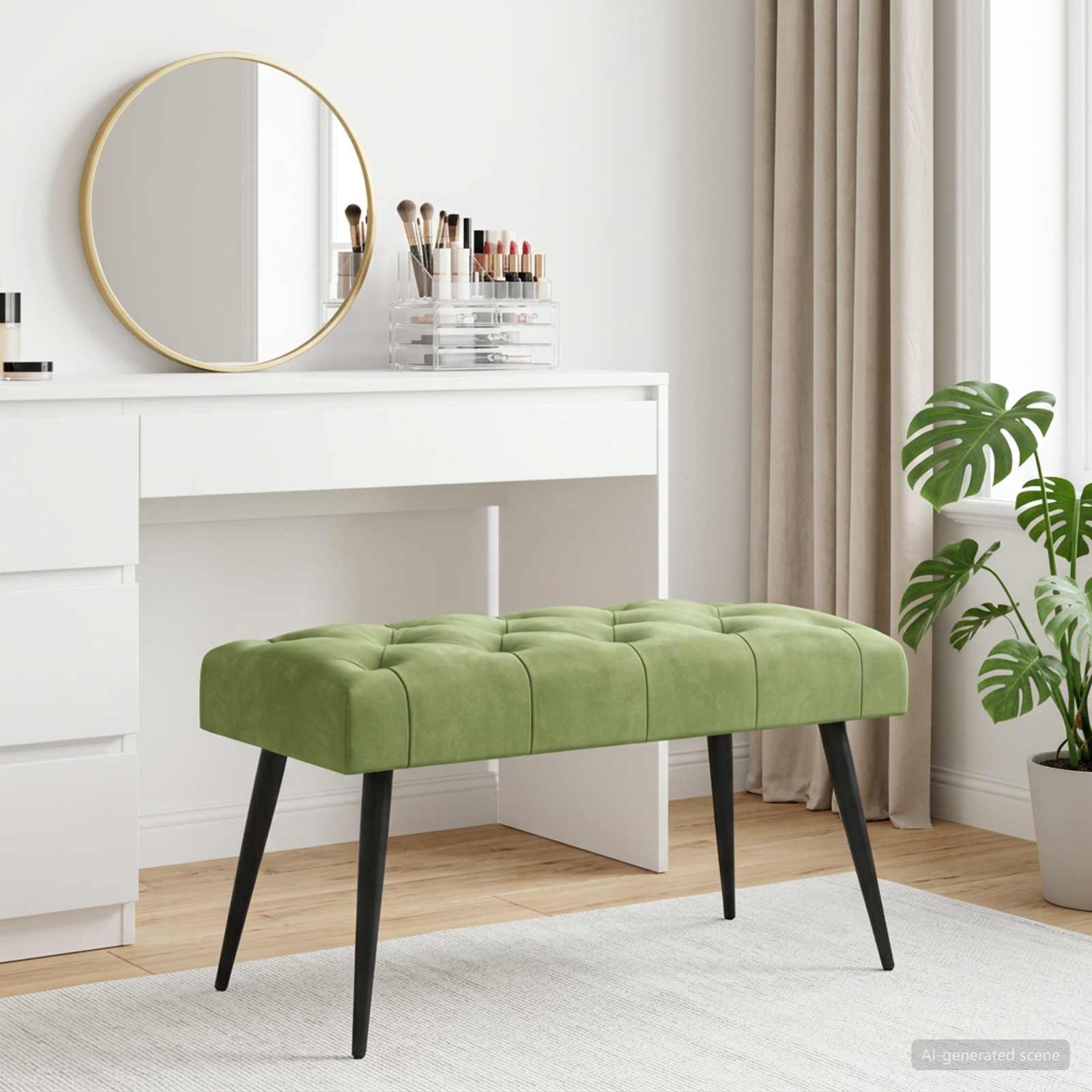 Klupa s gumbastim tkanjem Svijetlo zelena 80 x 40 x 46 cm