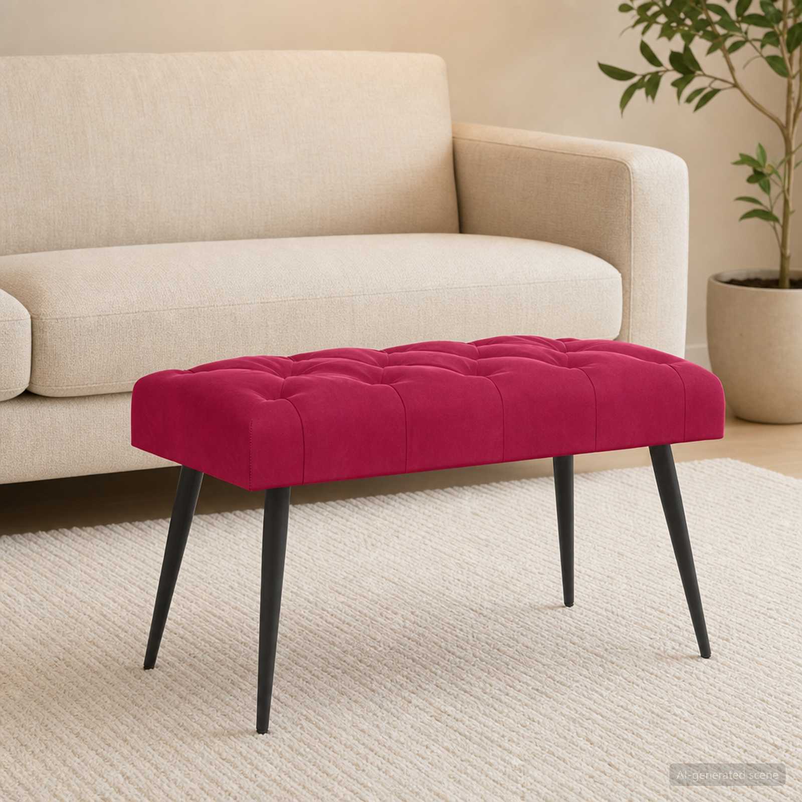Klupa s gumbastim tkanjem Vinska crvena 80 x 40 x 46 cm Baršun