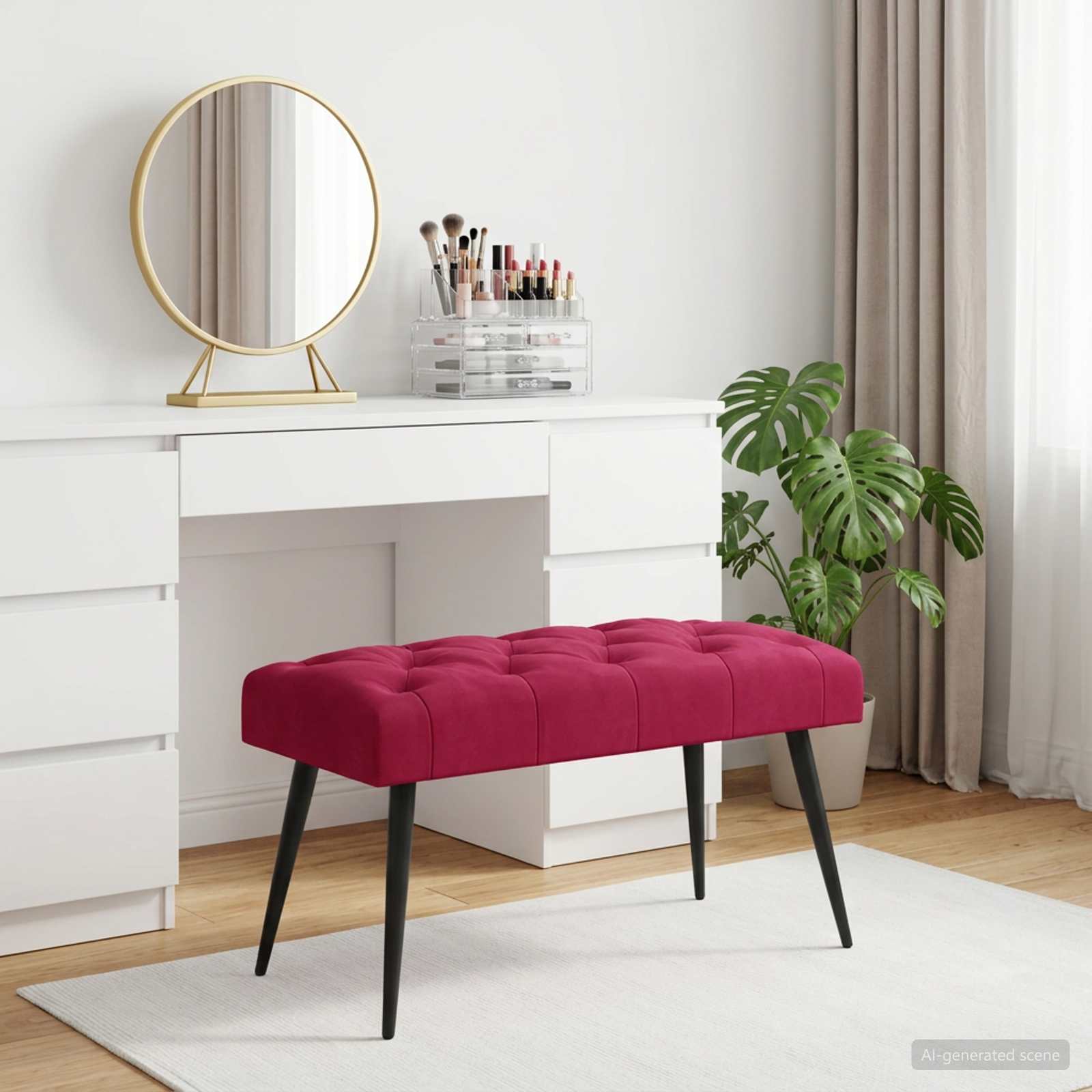 Klupa s gumbastim tkanjem Vinska crvena 80 x 40 x 46 cm Baršun