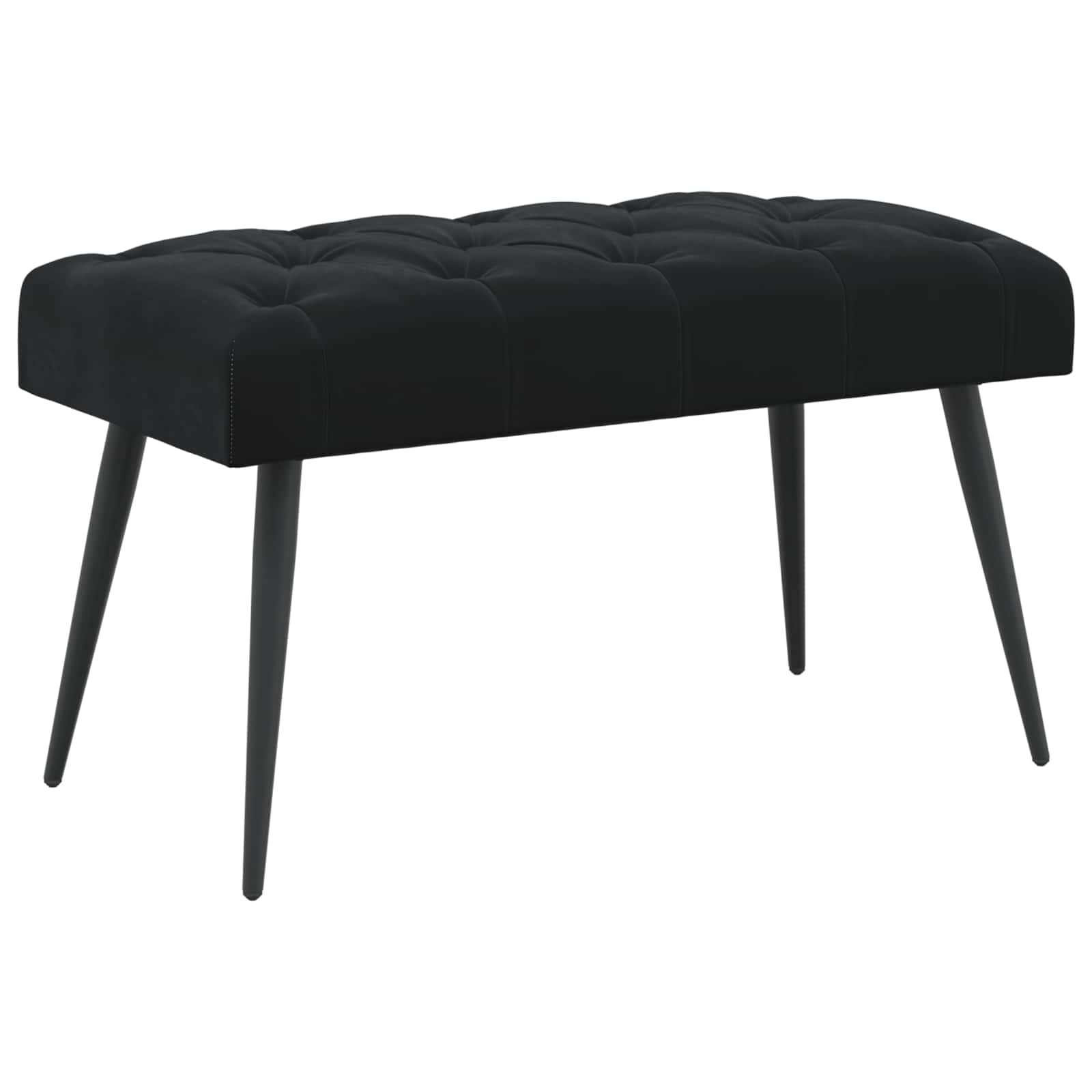 Klupa s gumbastim tkanjem Crna 80 x 40 x 46 cm Baršun