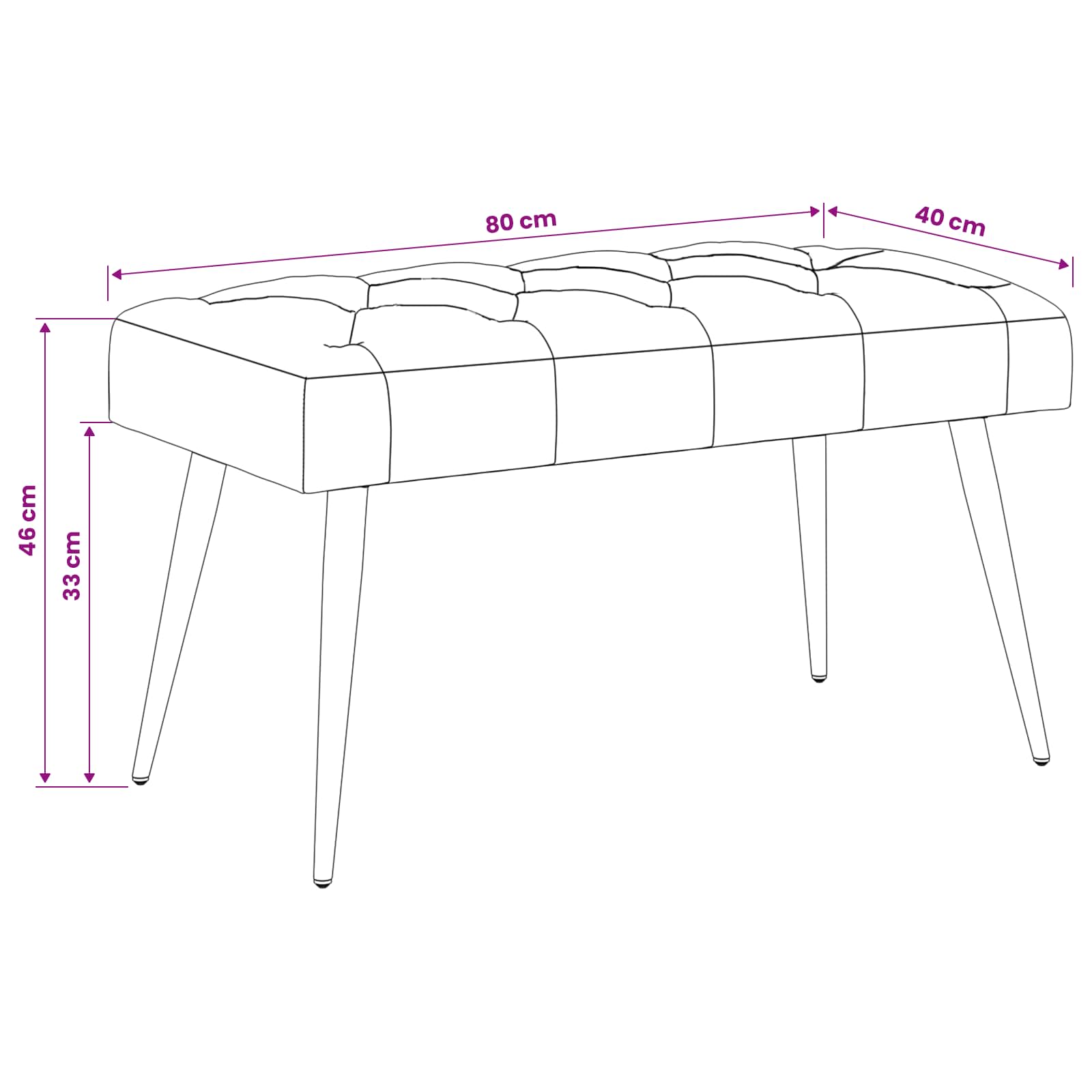 Klupa s gumbastim tkanjem Plava 80 x 40 x 46 cm Baršun