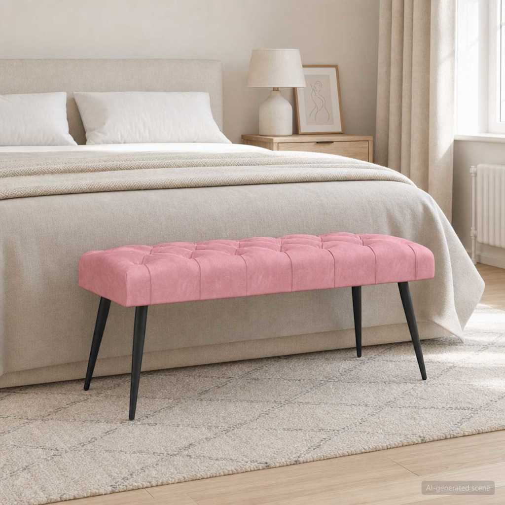 Klupa s gumbastim tkanjem Ružičasta 110 x 40 x 46 cm Baršun