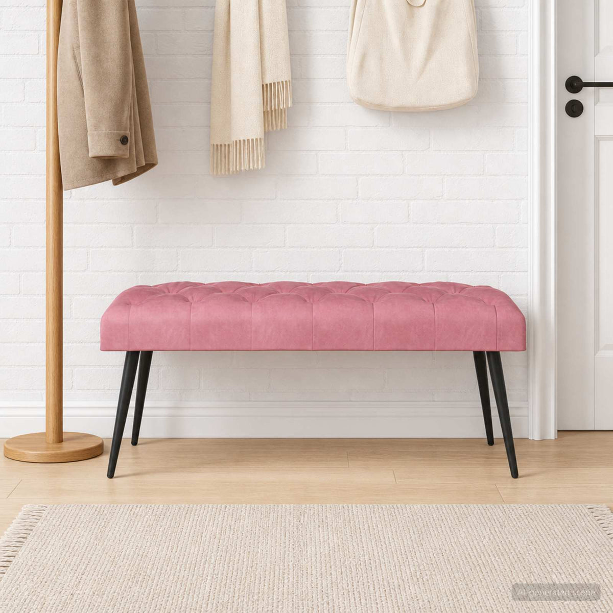 Klupa s gumbastim tkanjem Ružičasta 110 x 40 x 46 cm Baršun