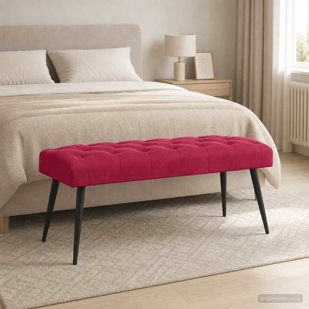 Klupa s gumbastim tkanjem Vinska crvena 110 x 40 x 46 cm Baršun