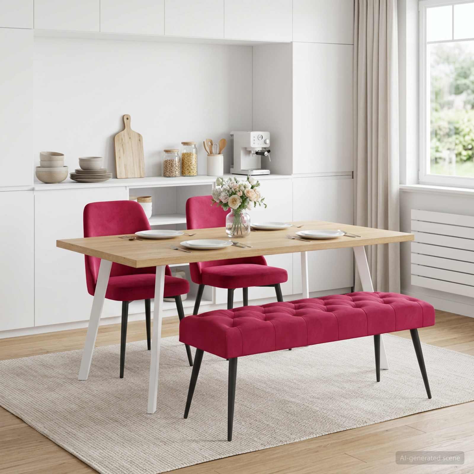 Klupa s gumbastim tkanjem Vinska crvena 110 x 40 x 46 cm Baršun