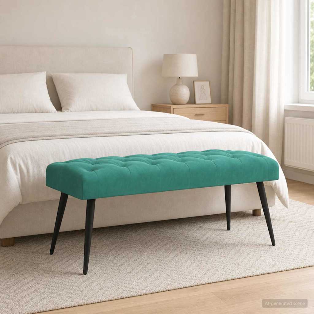 Klupa s gumbastim tkanjem Tirkizna 110 x 40 x 46 cm Baršun