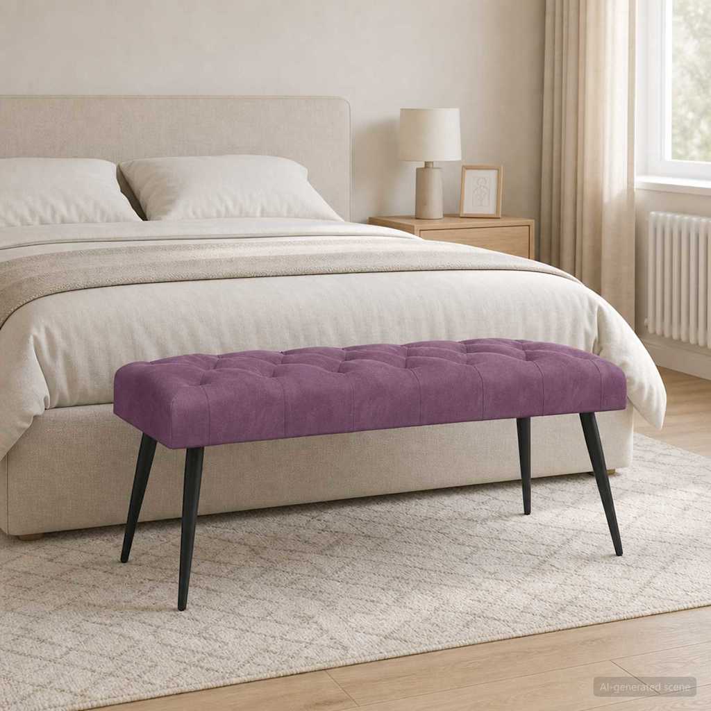 Klupa s gumbastim tkanjem Ljubičasta 110 x 40 x 46 cm Baršun