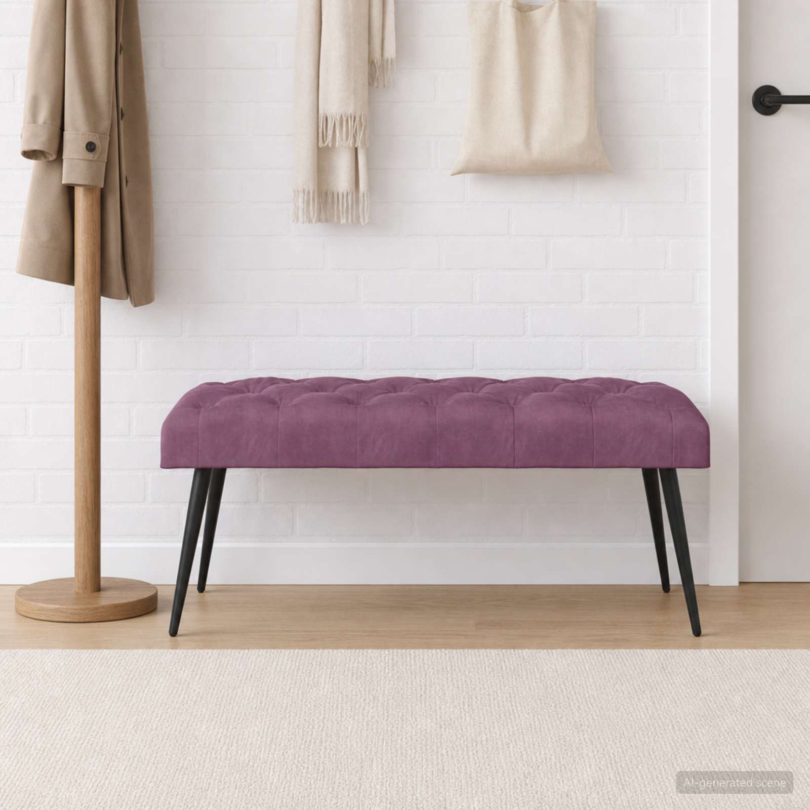 Klupa s gumbastim tkanjem Ljubičasta 110 x 40 x 46 cm Baršun