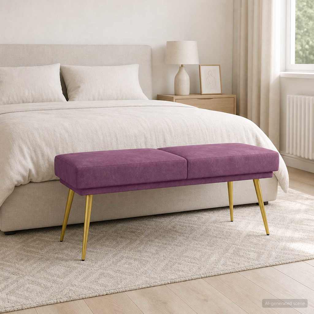 Klupa s dvostrukim slojem Ljubičasta 120 x 45 x 46 cm Baršun