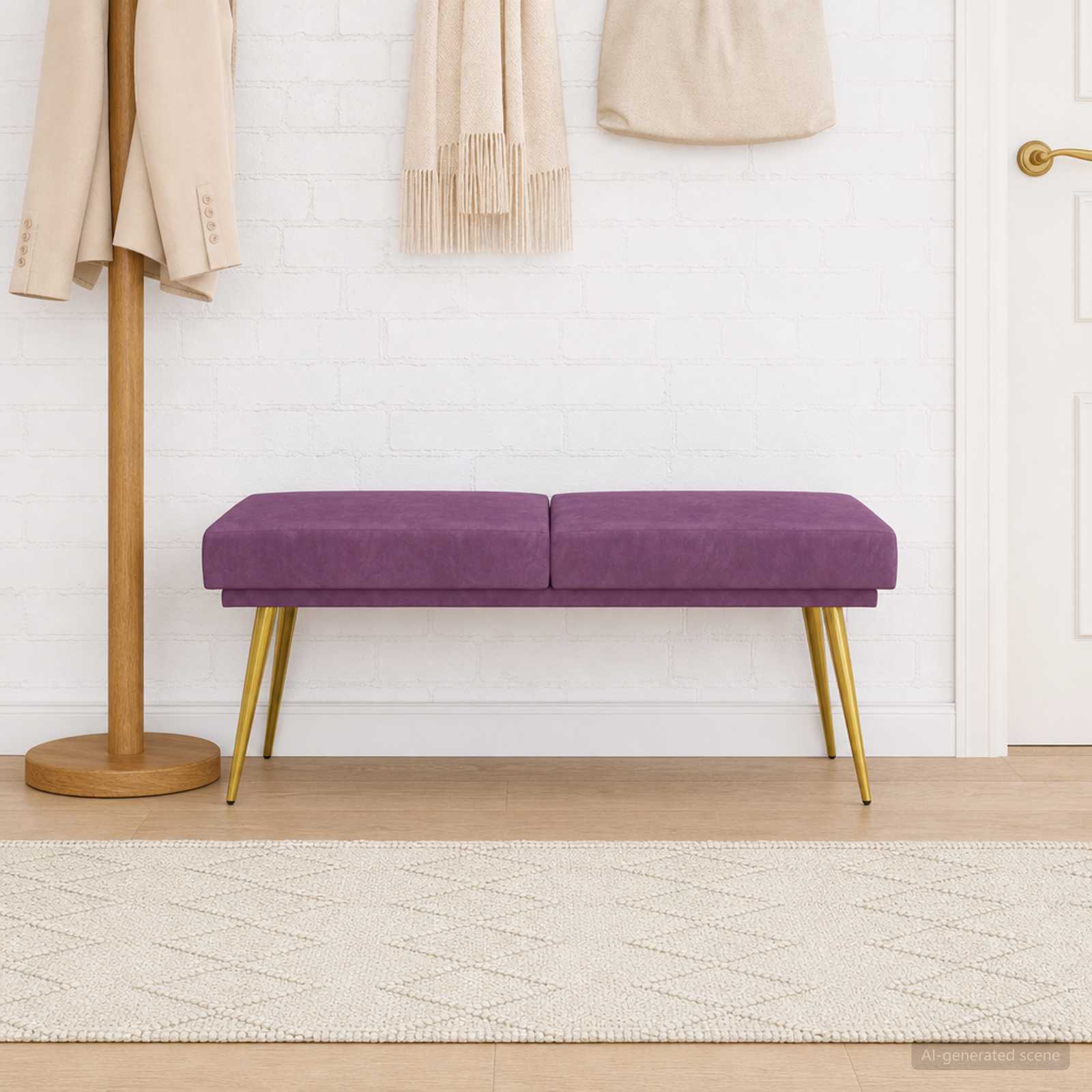 Klupa s dvostrukim slojem Ljubičasta 120 x 45 x 46 cm Baršun