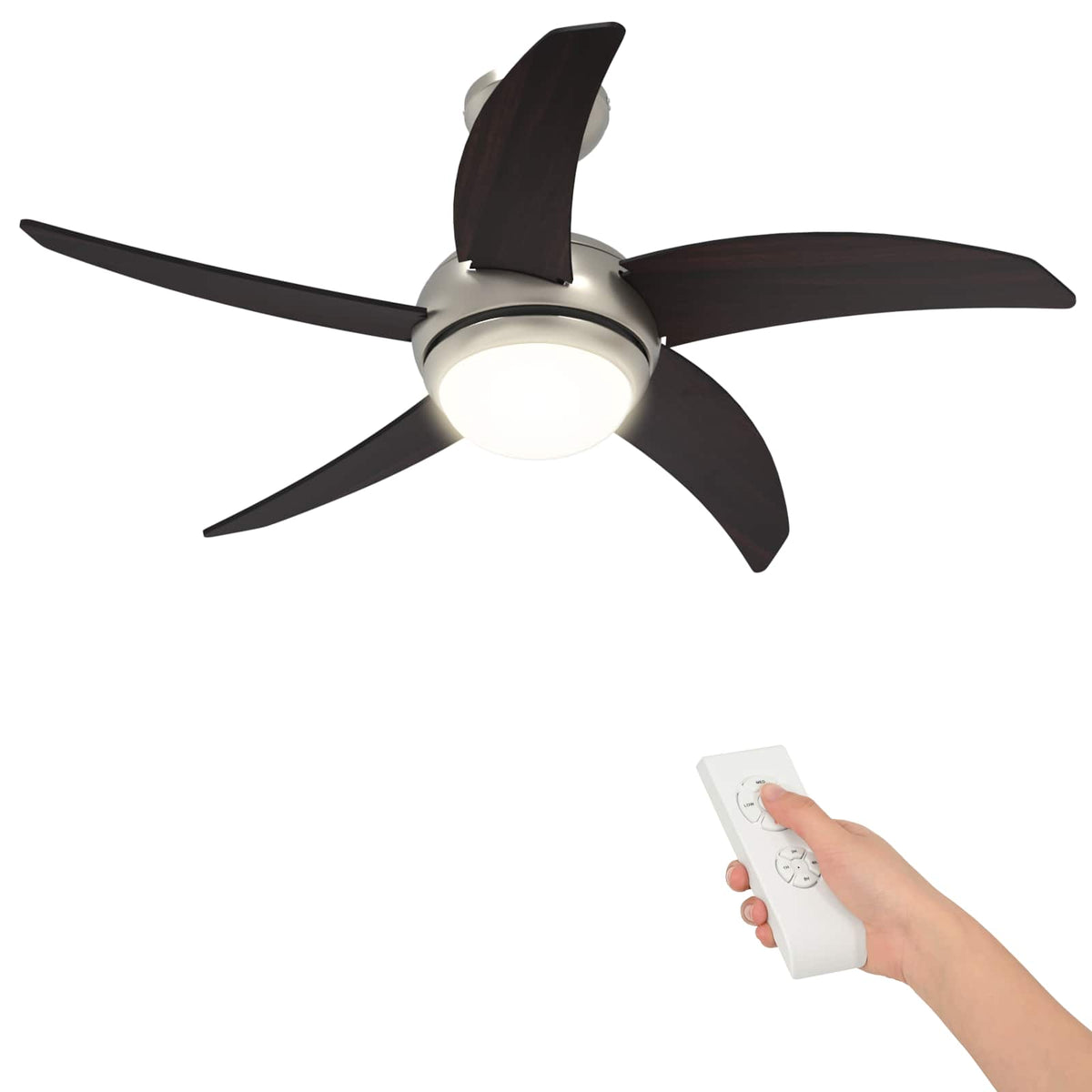 Ventilator za strop s svjetlom i daljinskim upravljačem Smeđa Ø 110 cm