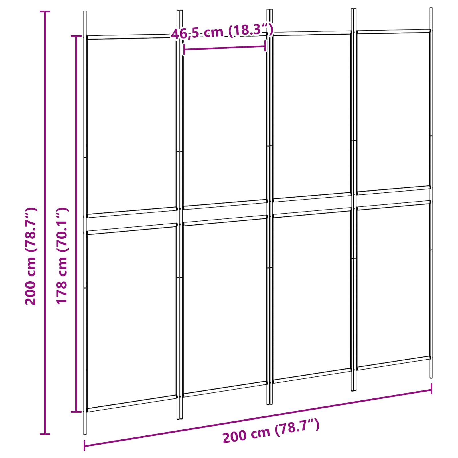 4-Panelski Paravan Bež 200 x 200 cm Tkanina
