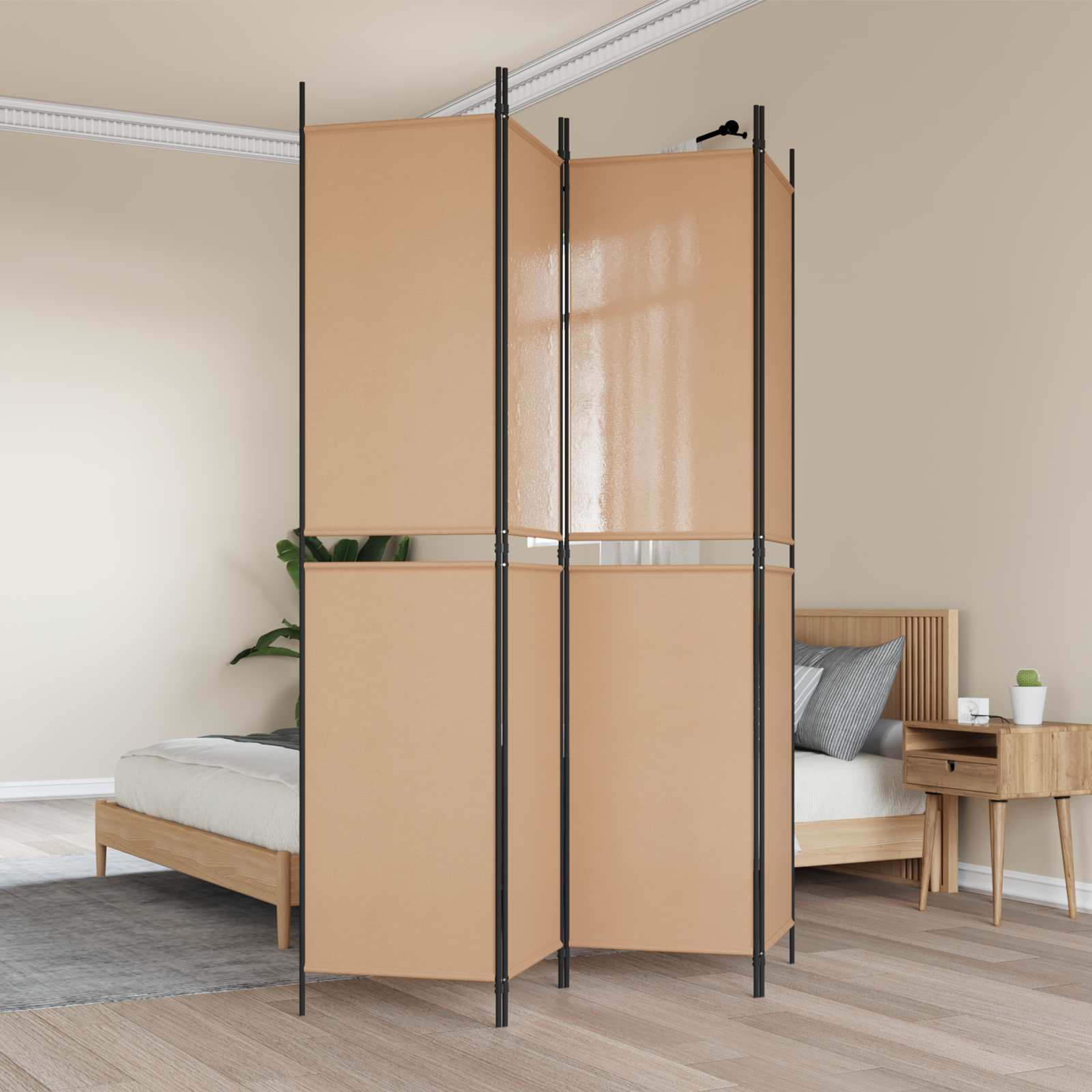 4-panelni pregradni zid Bež 200 x 220 cm Tkanina