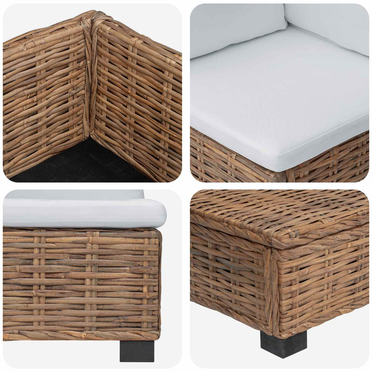 7 kom. Ratan Lounge Set s Jastucima GENDT Prirodni ratan