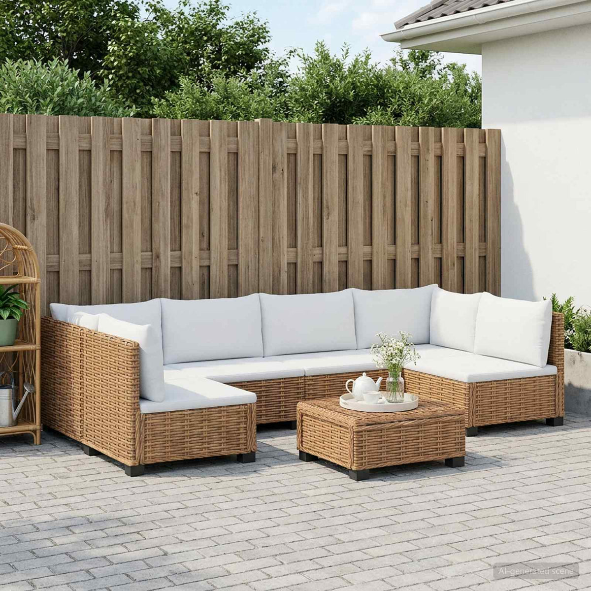 7 kom. Ratan Lounge Set s Jastucima GENDT Prirodni ratan