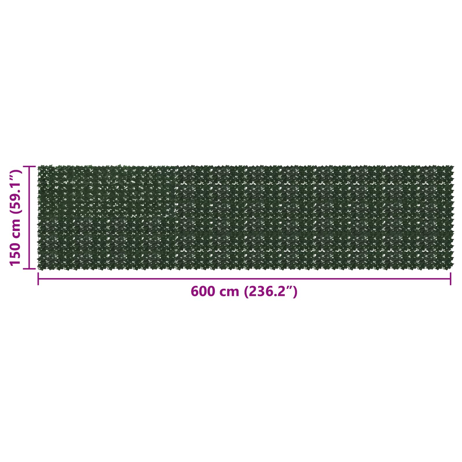 Zaslon za balkon s lišćem Tamnozelena 600 x 150 cm