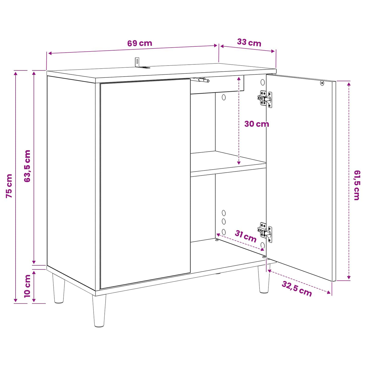 Kreveta BREMEN Sonoma 69 x 33 x 75 cm Konstruirano drvo