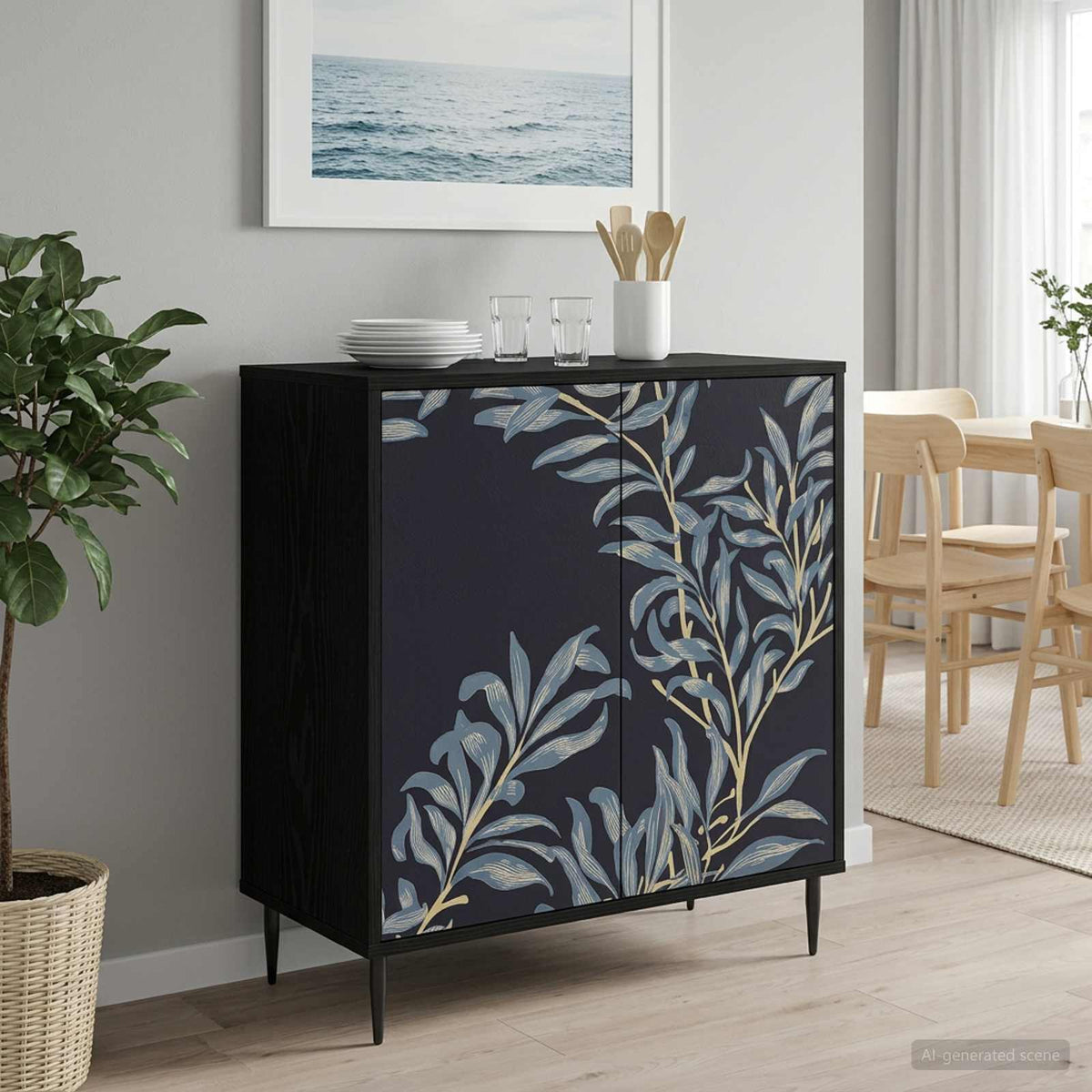 Kreveta DOKKUM Crni hrast 69 x 33 x 76 cm Konstruirano drvo