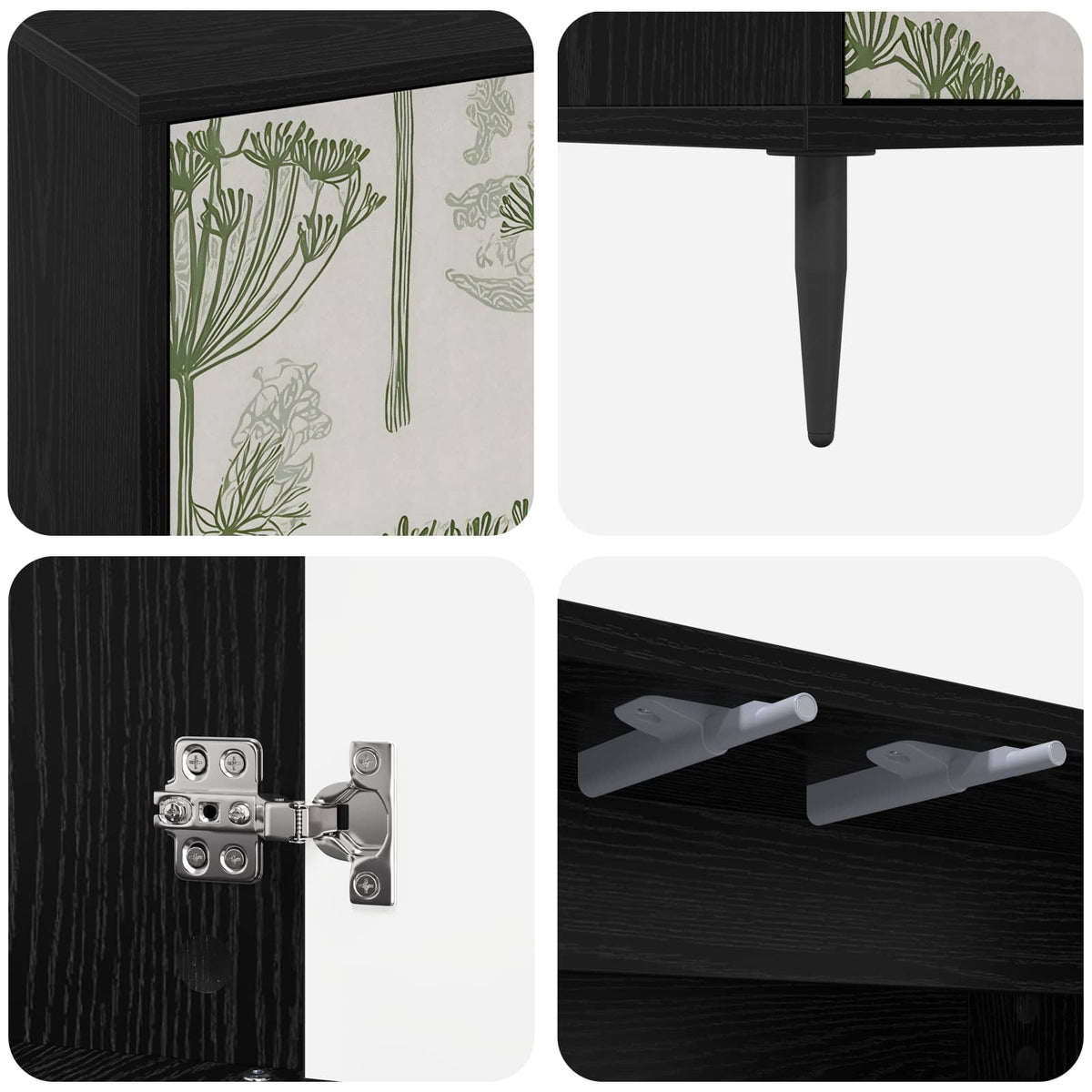 Kreveta GOTHA Crni hrast 69 x 33 x 76 cm Konstruirano drvo