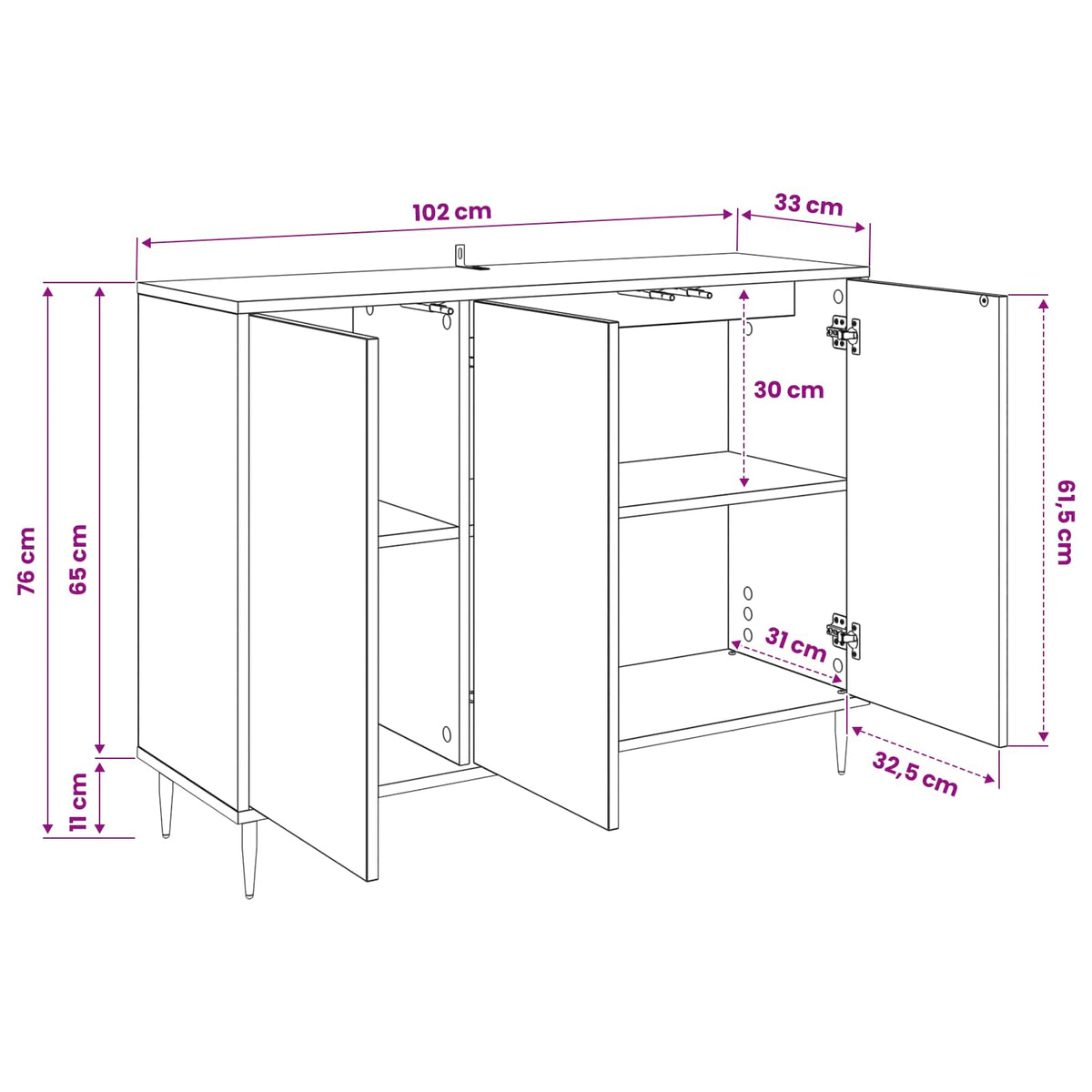 Kreveta LOCHEM Sonoma 102 x 33 x 75 cm Konstruirano drvo