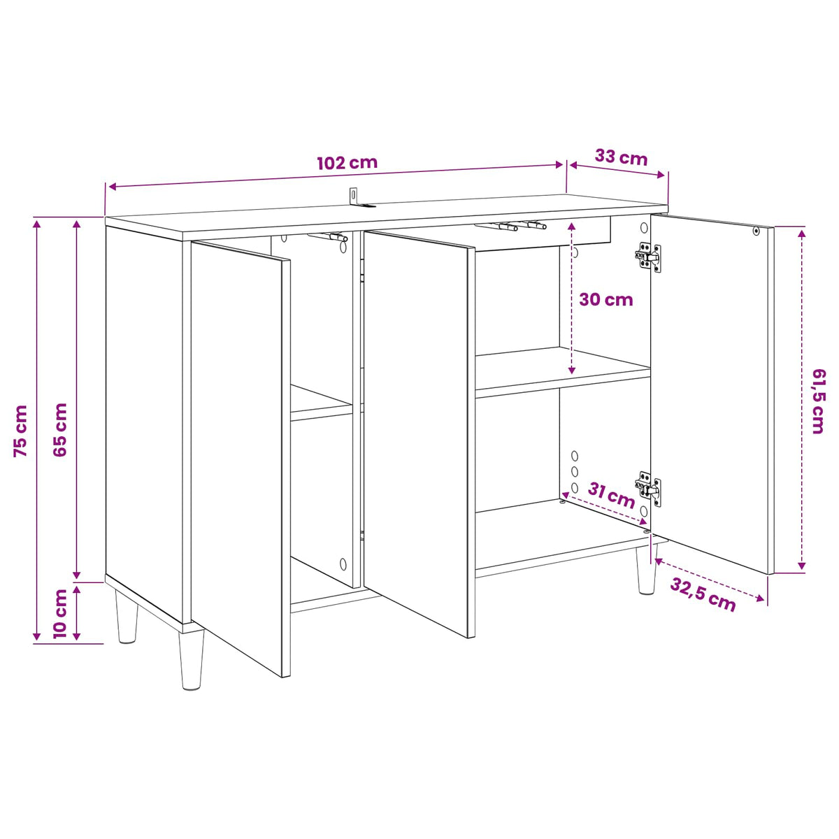 Kreveta BONN Sonoma 102 x 33 x 75 cm Konstruirano drvo