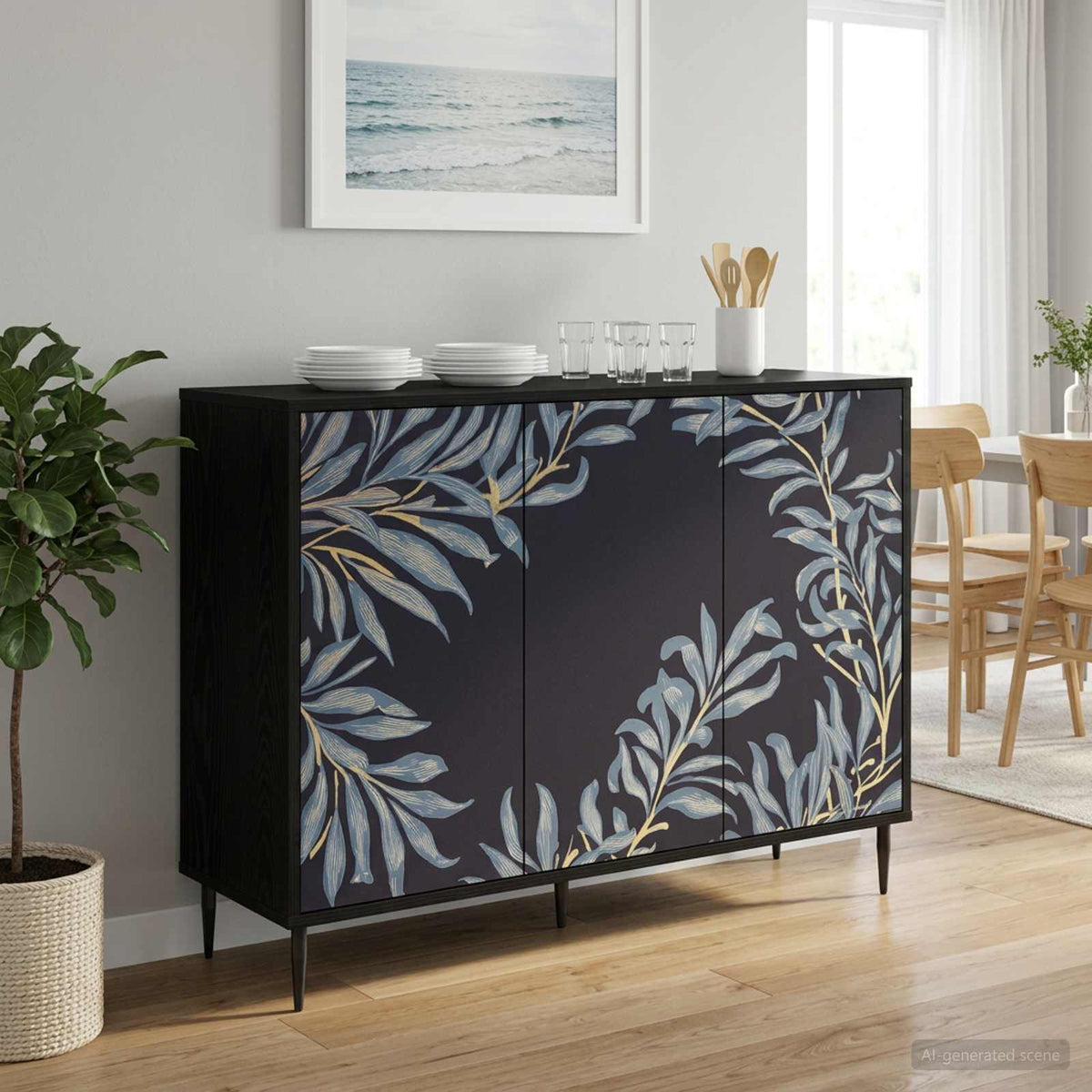 Kreveta DOKKUM Crni hrast 102 x 33 x 76 cm Konstruirano drvo