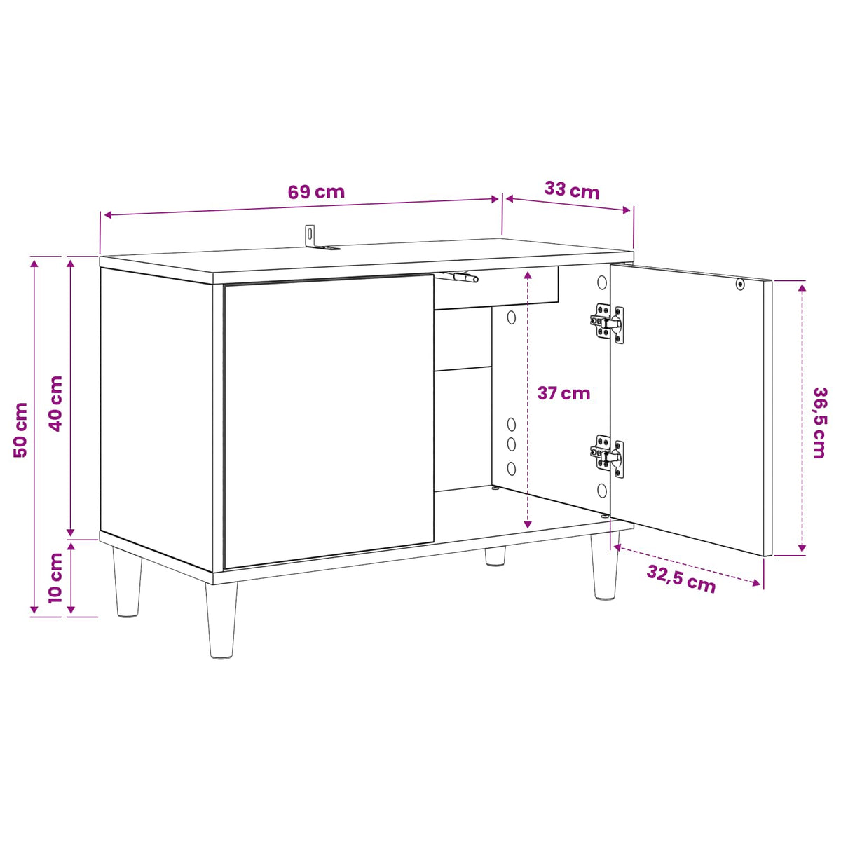 TV ormar AACHEN 69 x 33 x 50 cm Sonoma Konstruirano drvo