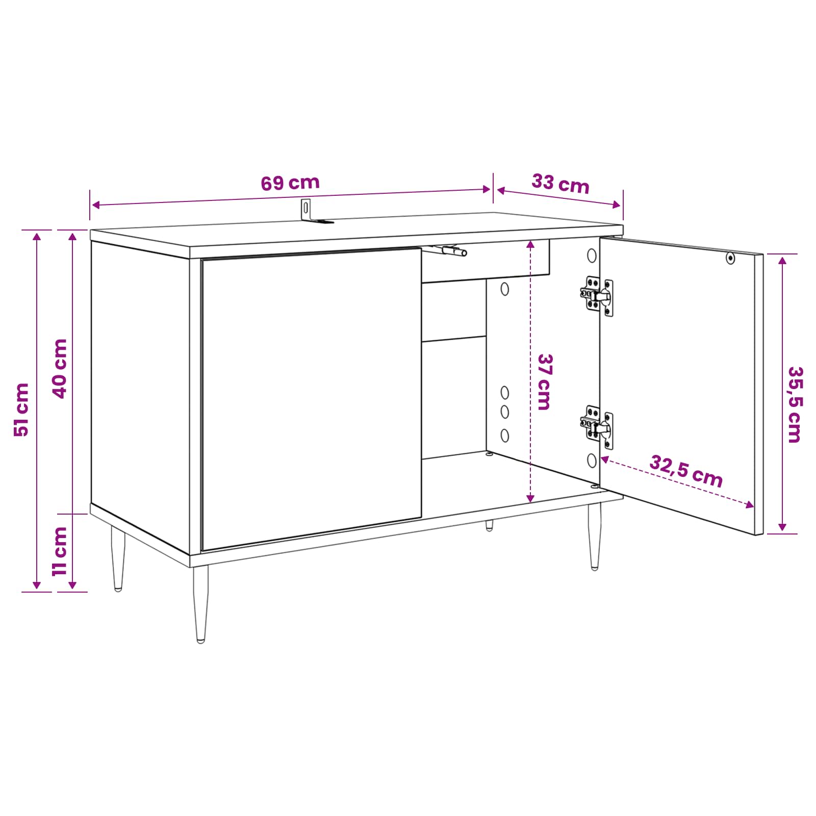 TV ormar BREMEN 69 x 33 x 50,5 cm Crni hrast Konstruirano drvo