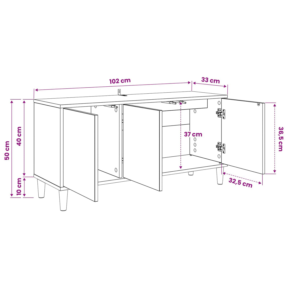 TV ormar AACHEN 102 x 33 x 50 cm Sonoma Konstruirano drvo
