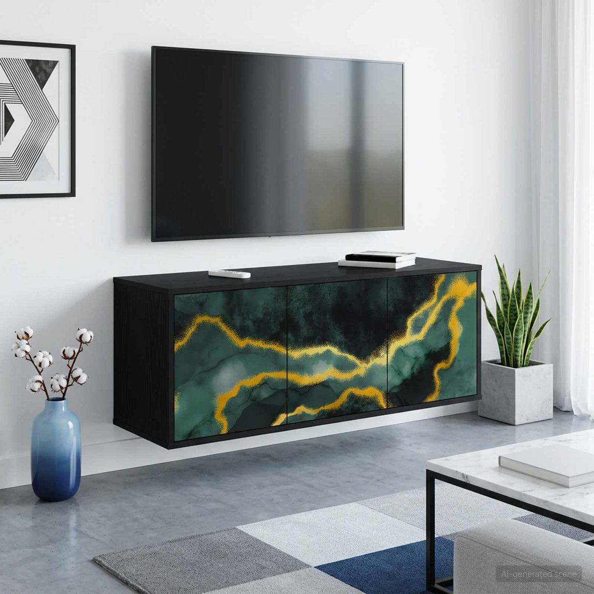 TV ormar za montažu na zid WIJHE 102 x 33 x 40 cm Crni hrast